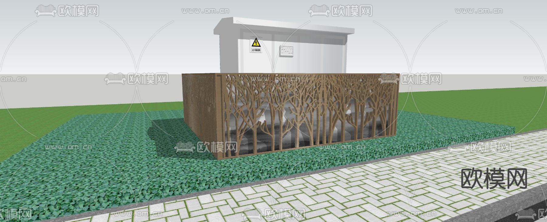 现代户外电箱su模型下载（渲染图3）
