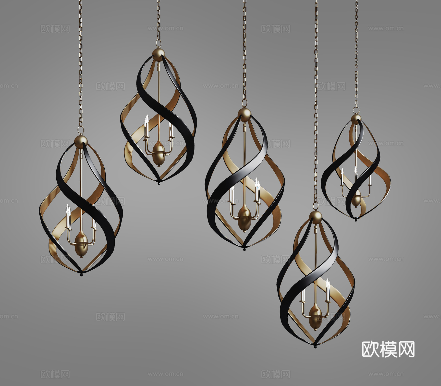 轻奢风吊灯  异形吊灯 小吊灯组合  餐厅吊灯su模型