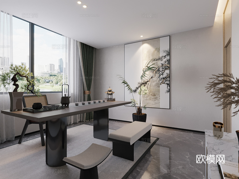 現(xiàn)代茶室3d模型下載(渲染圖2)
