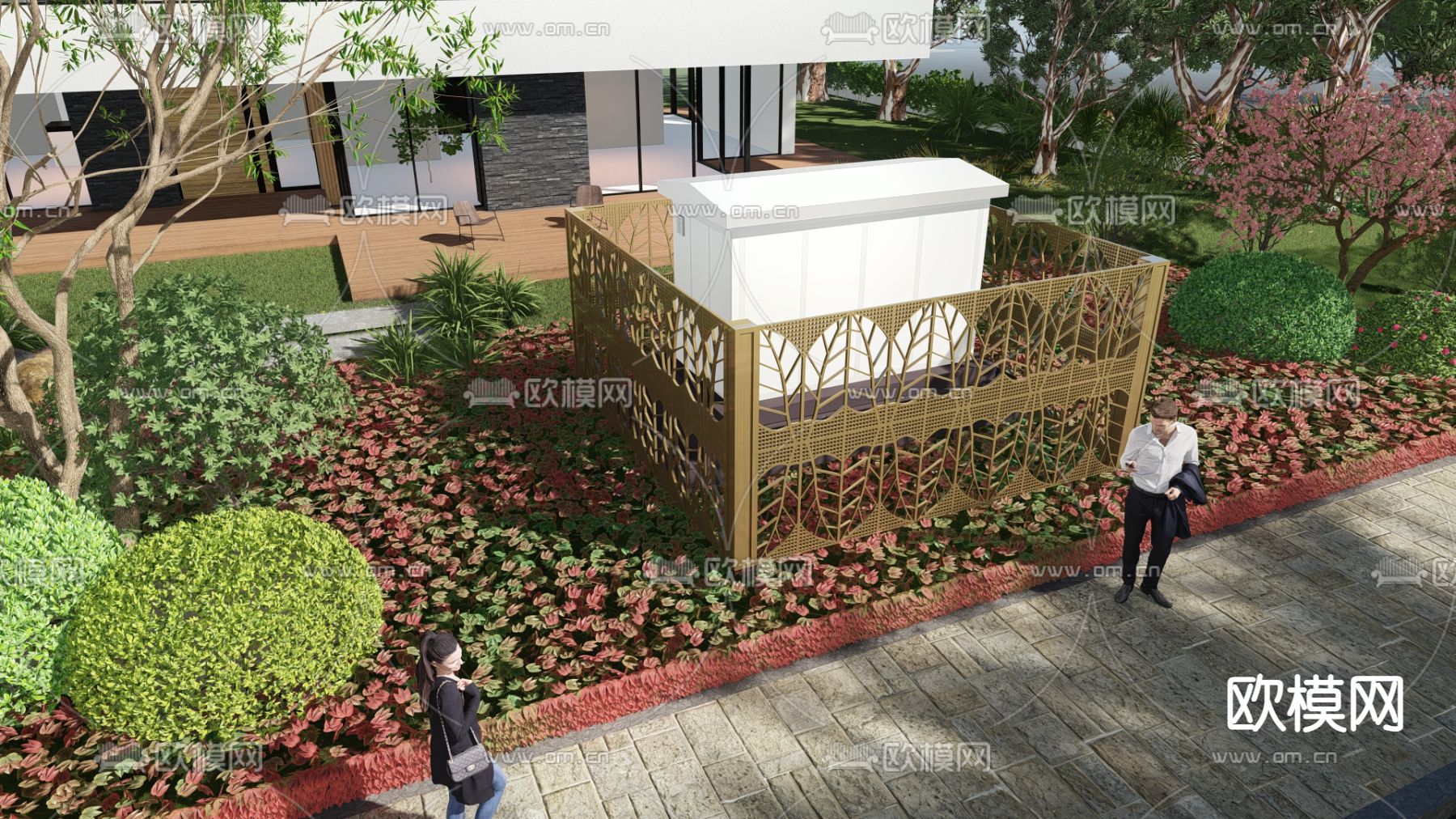 现代户外电箱su模型下载（渲染图3）