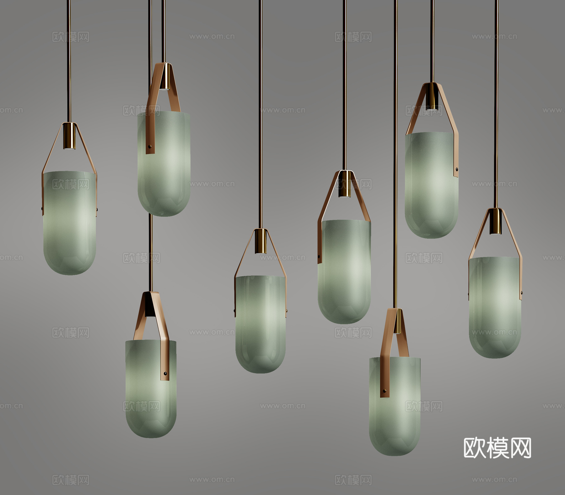 轻奢风吊灯  玻璃吊灯 小吊灯组合  餐厅吊灯su模型