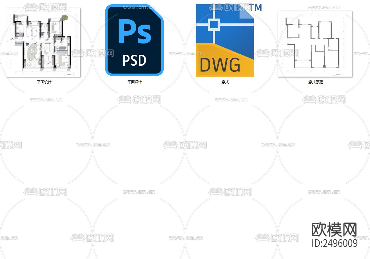 150平平面设计cad施工图下载（渲染图2）
