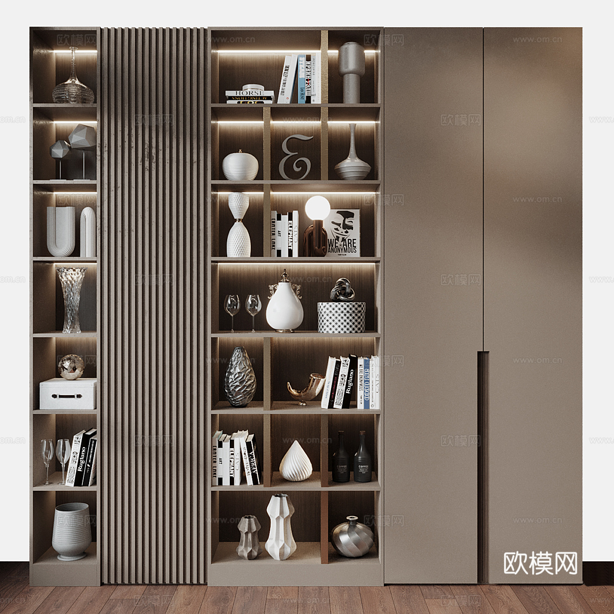 现代意式极简书柜 装饰柜3d模型