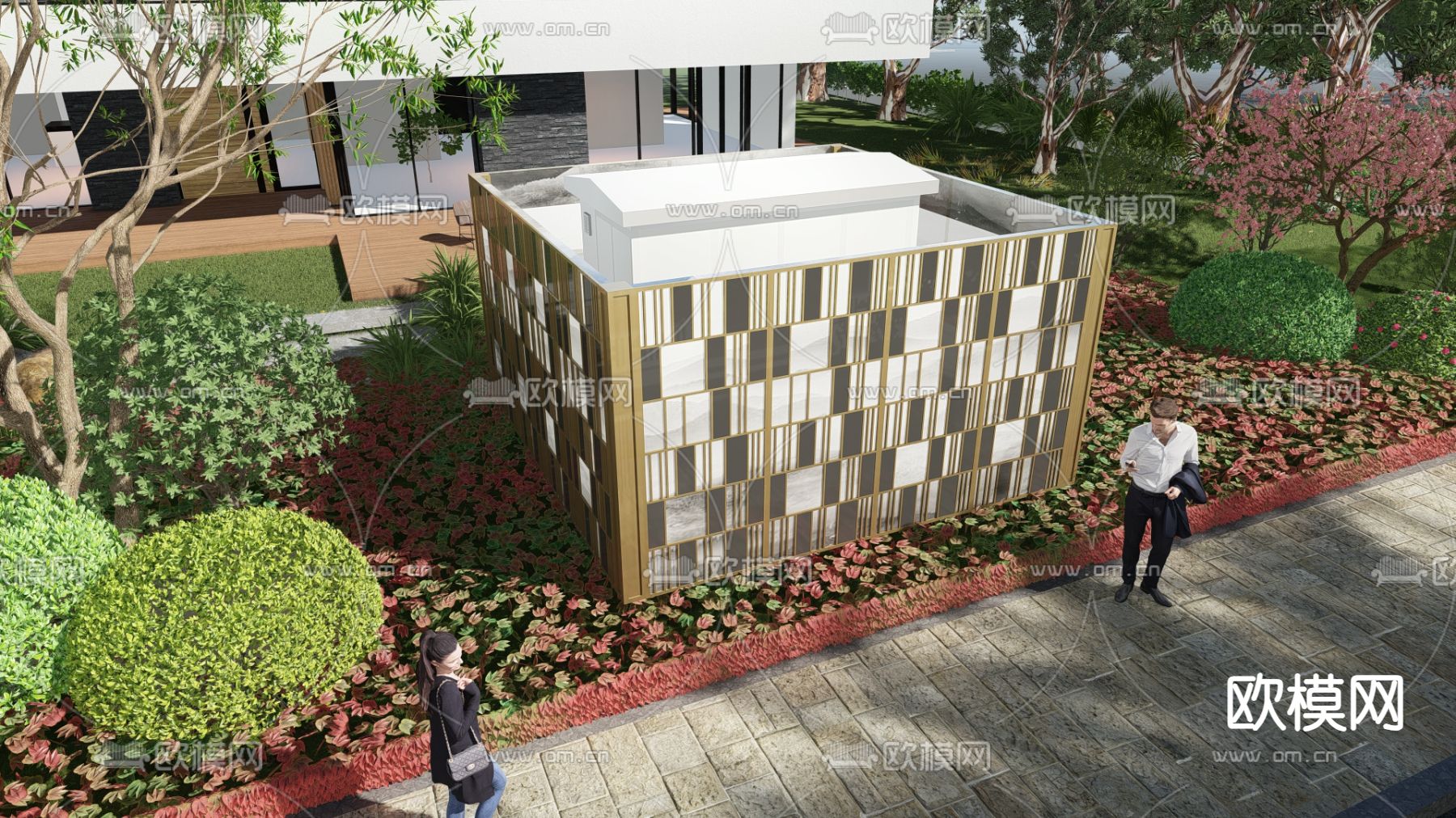 现代户外电箱su模型下载（渲染图3）