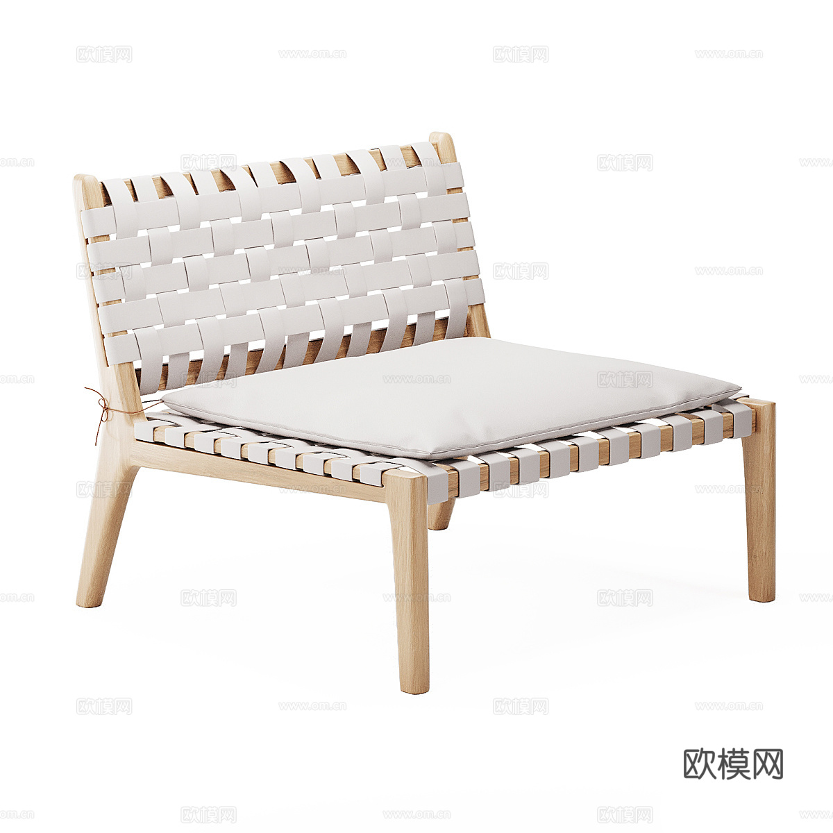 现代意式皮革藤编休闲椅3d模型