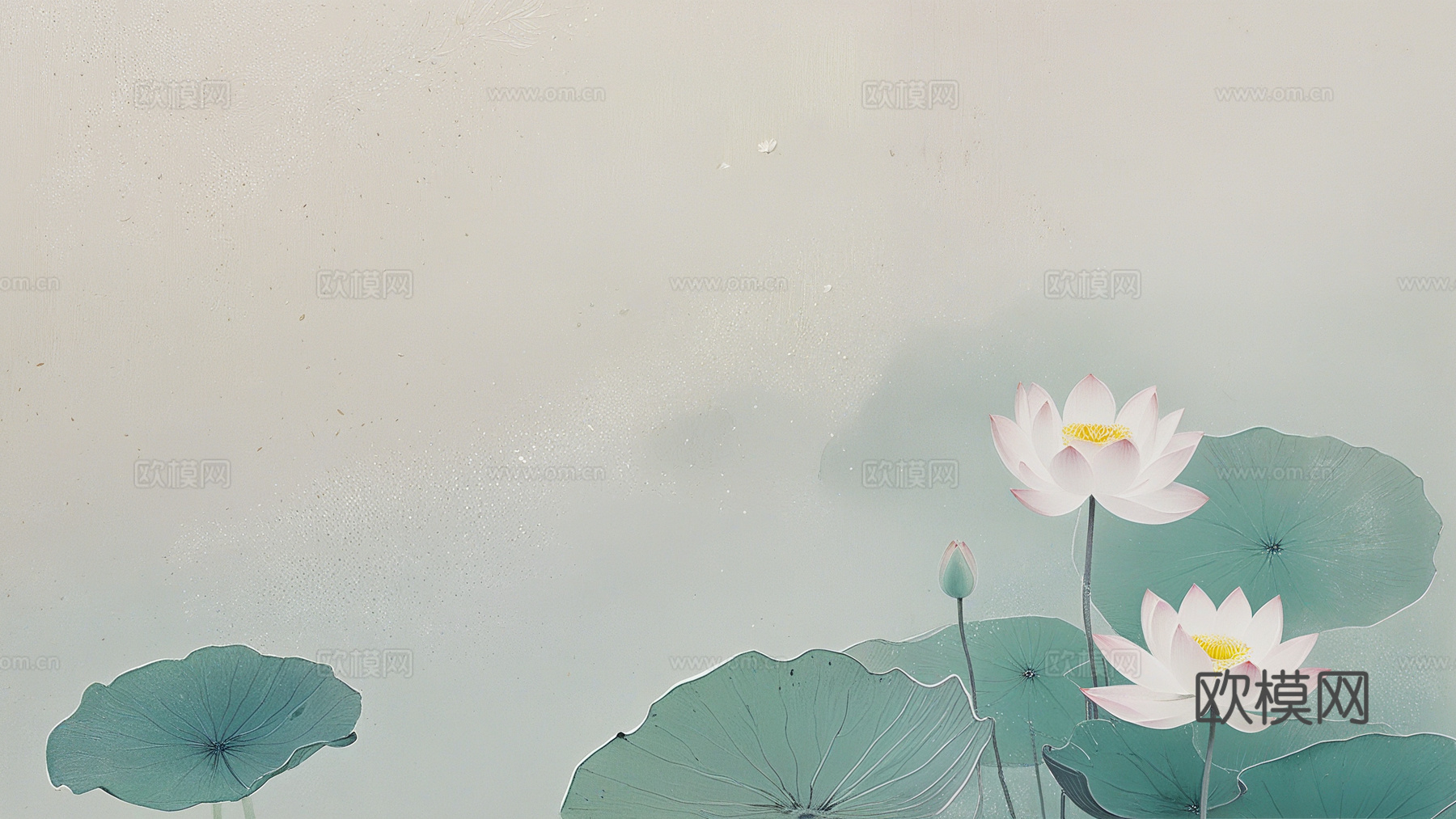 新中式荷花壁画