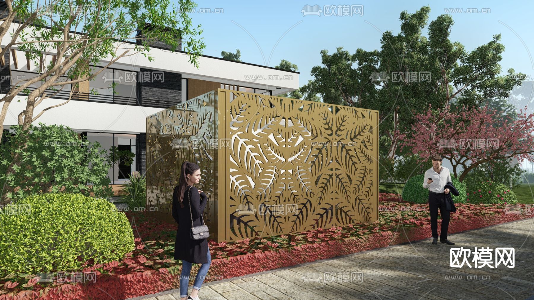 现代户外电箱su模型下载（渲染图1）