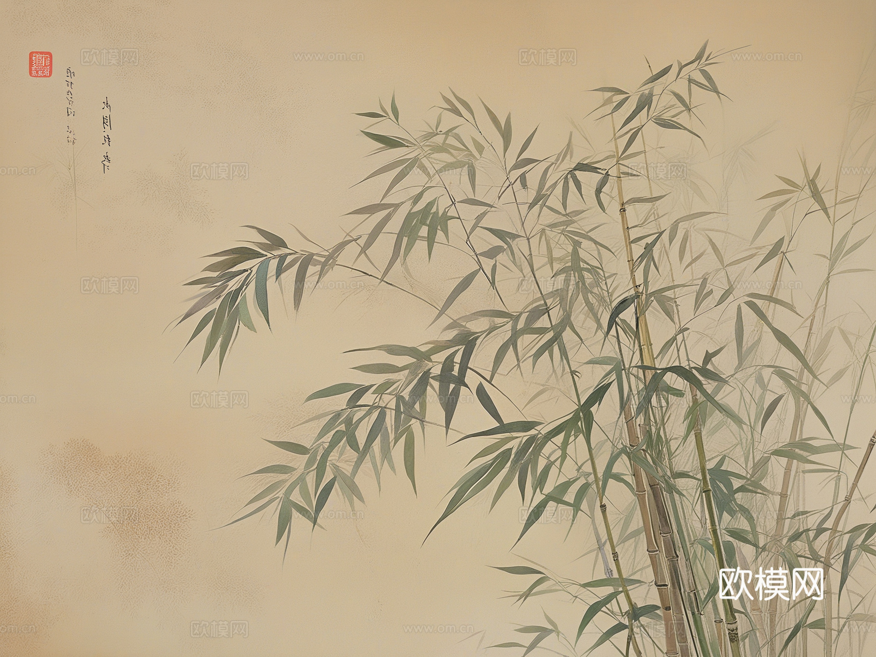 新中式竹子壁画
