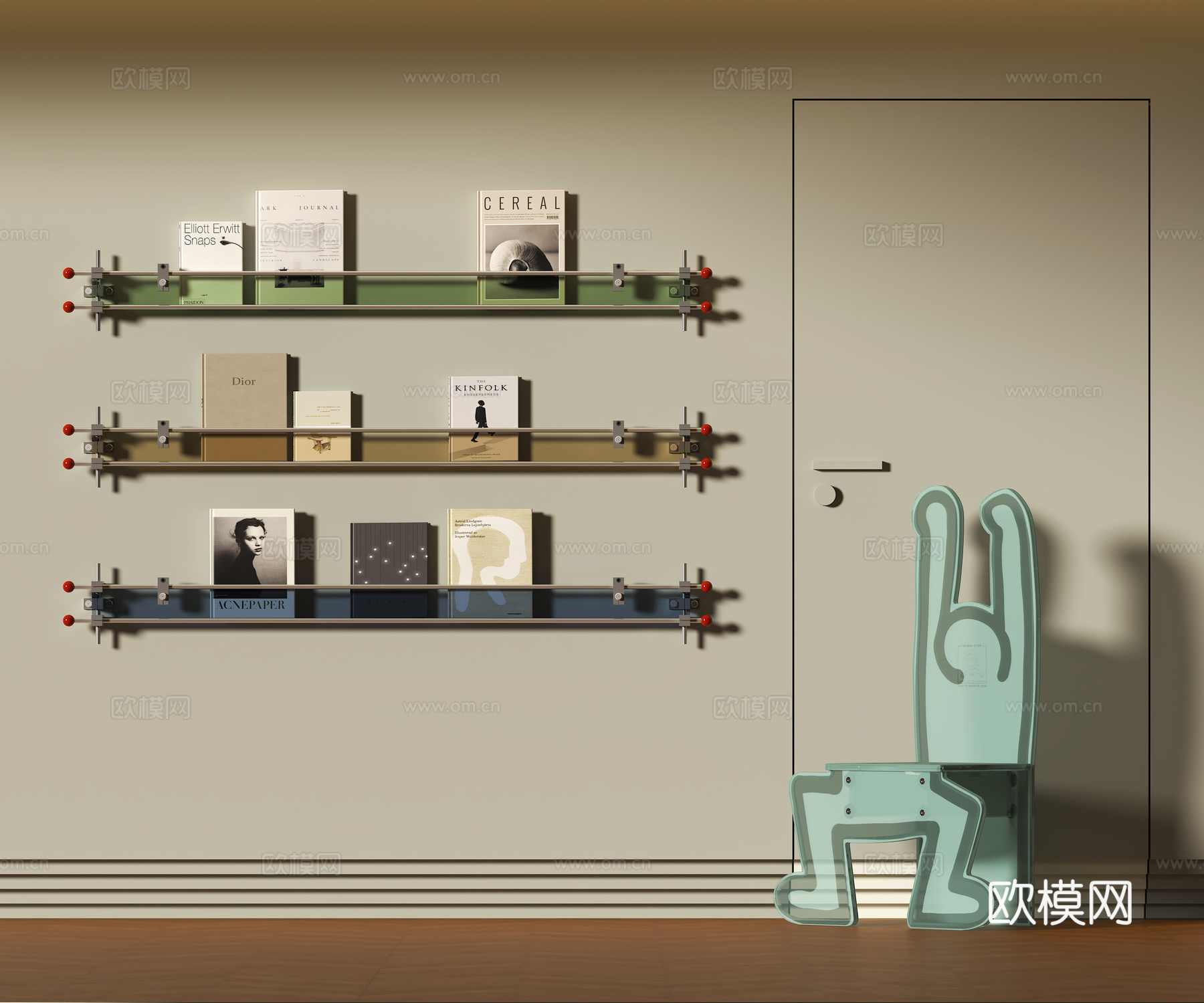 现代书籍杂志摆件 亚克力书架3d模型