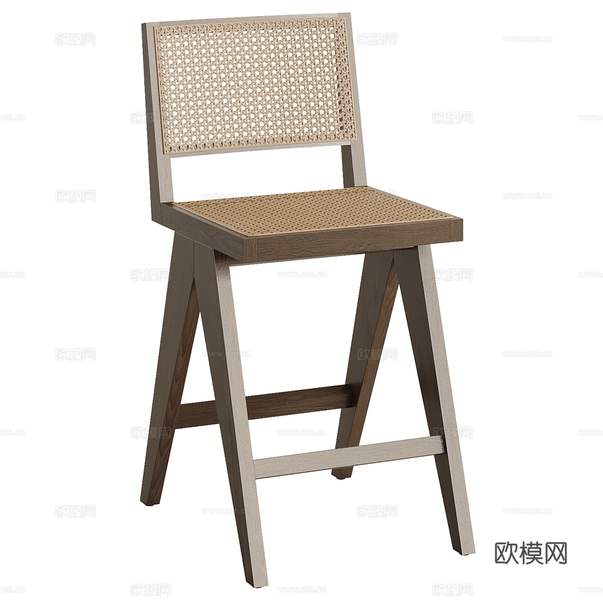 新中式原木吧台椅3d模型