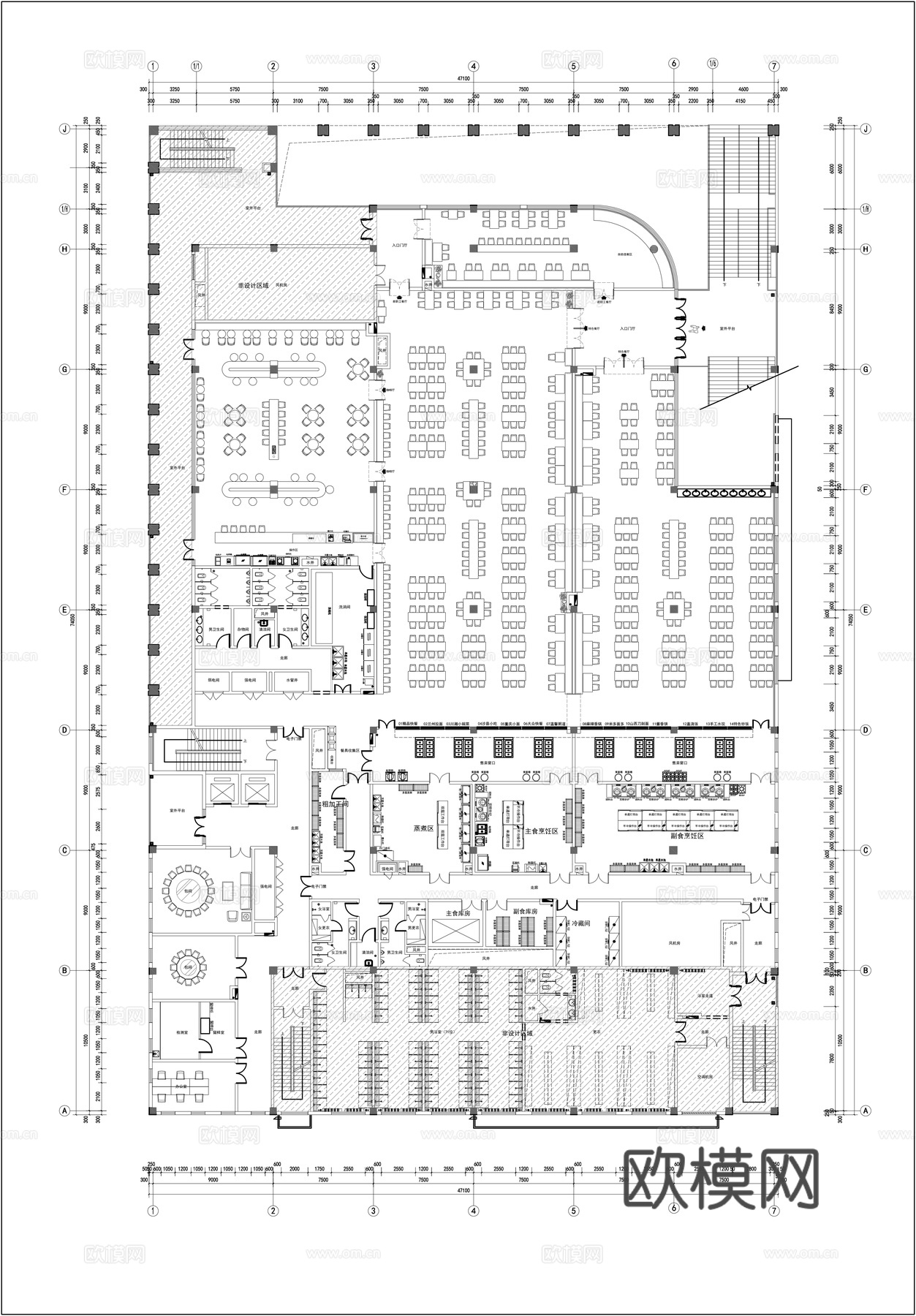 学校食堂平面布置图cad施工图