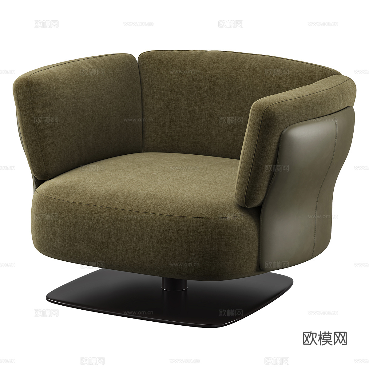 现代意式 Saki 皮革布艺扶手椅3d模型