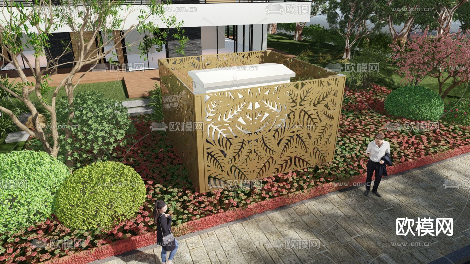 现代户外电箱su模型下载（渲染图2）