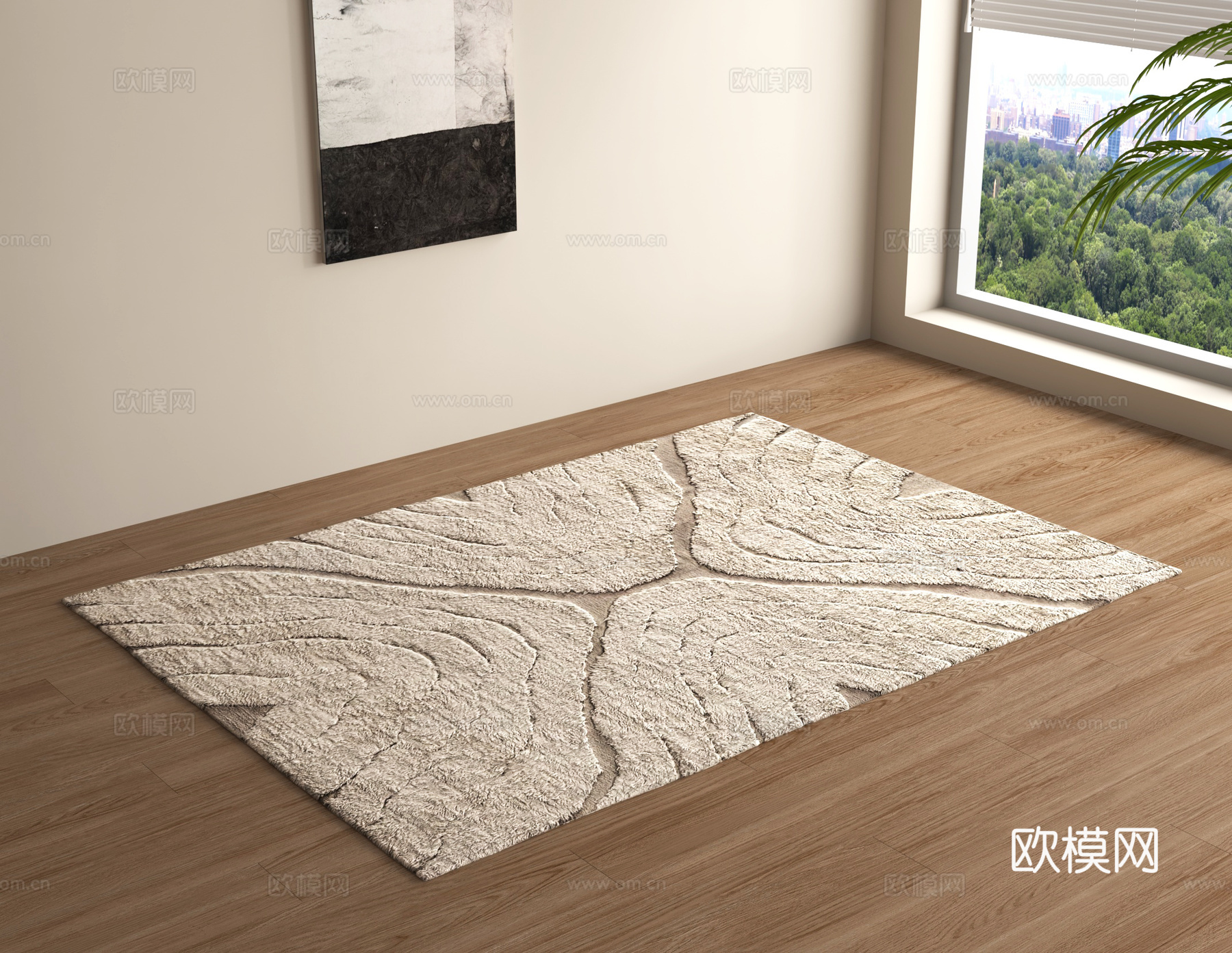 现代地毯 方形地毯 布艺地毯3d模型