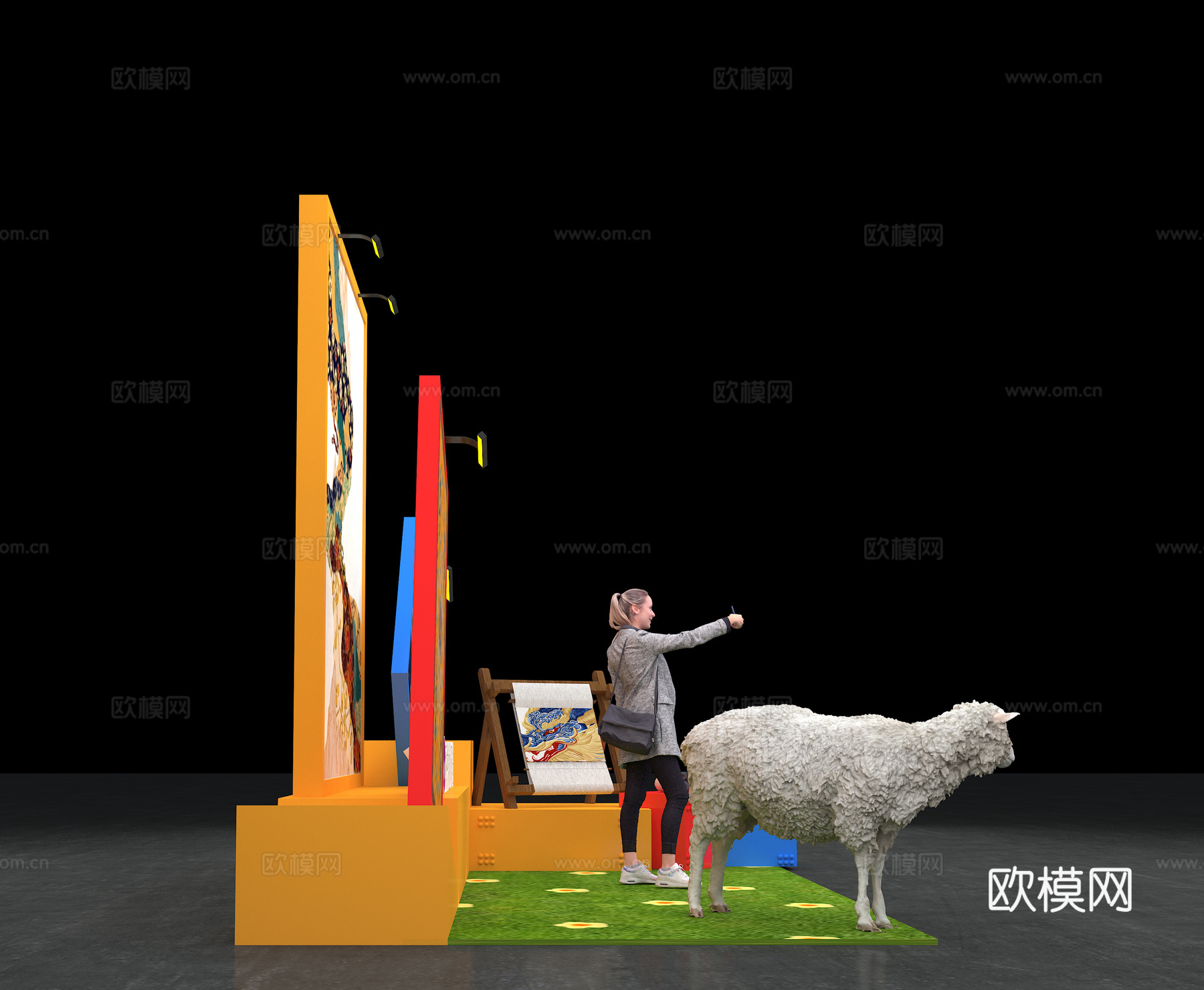打卡 产品展示  展示牌 海报3d模型