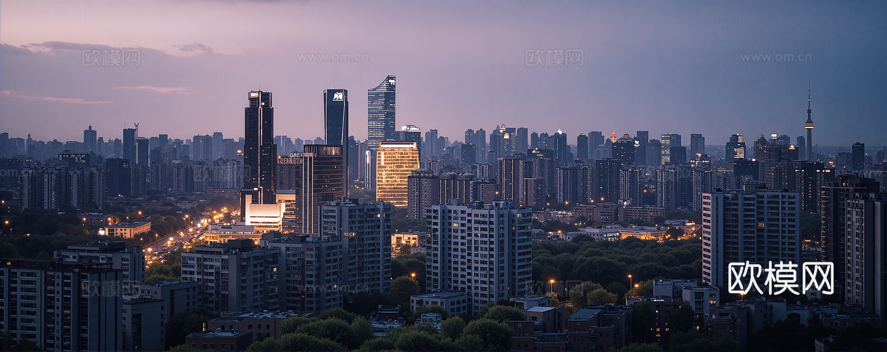 城市晚霞外景