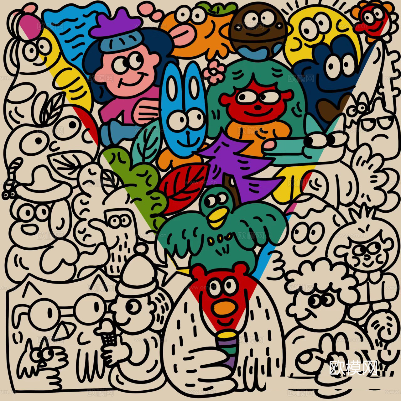 现代个性涂鸦挂画贴图