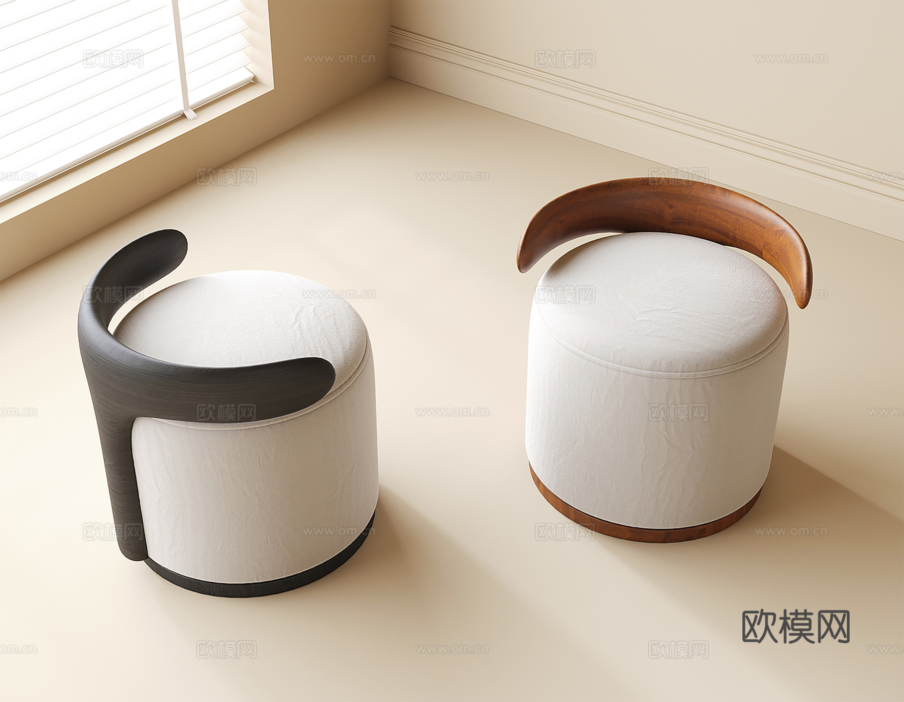 现代凳子 梳妆凳 换鞋凳su模型下载（渲染图1）