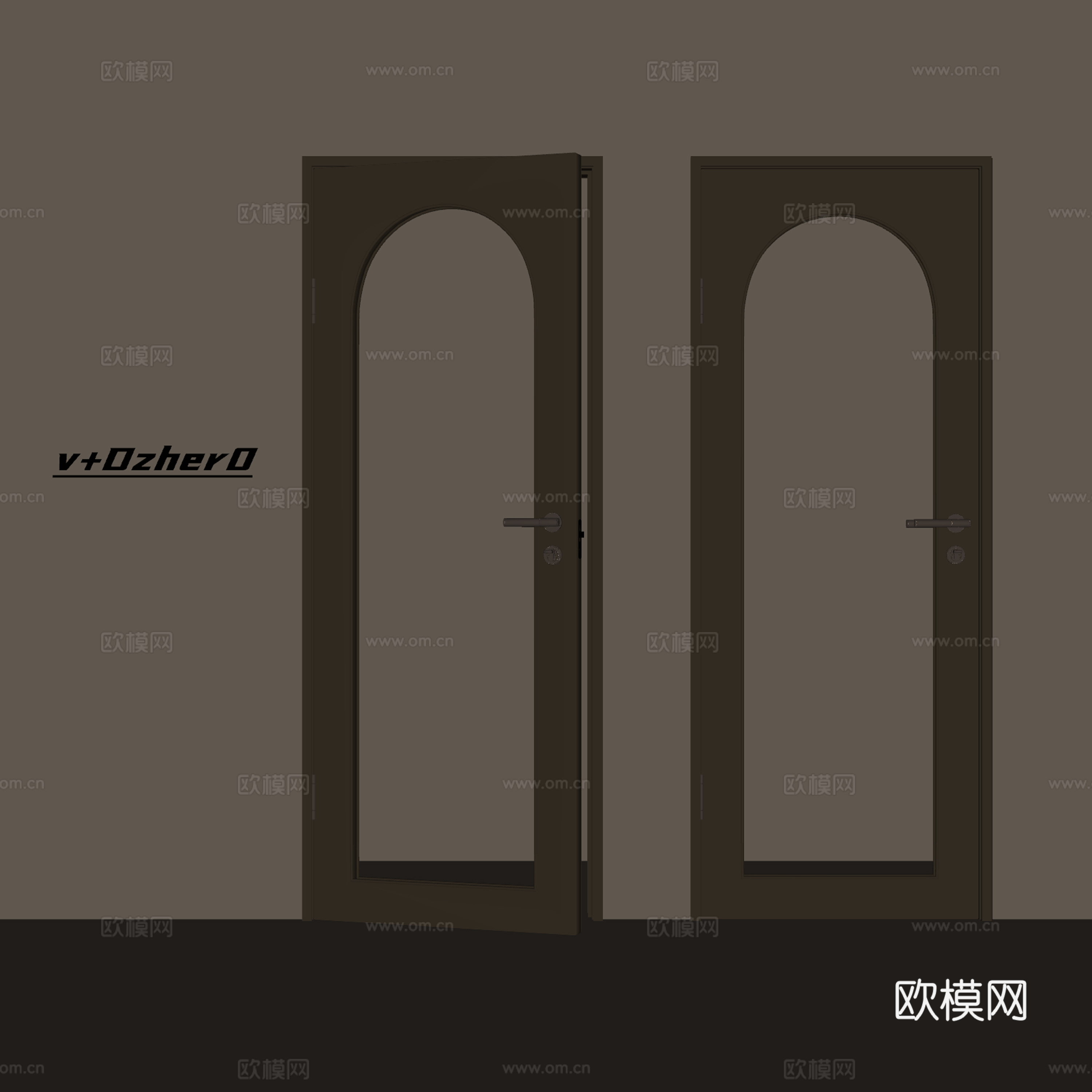 现代玻璃门su模型