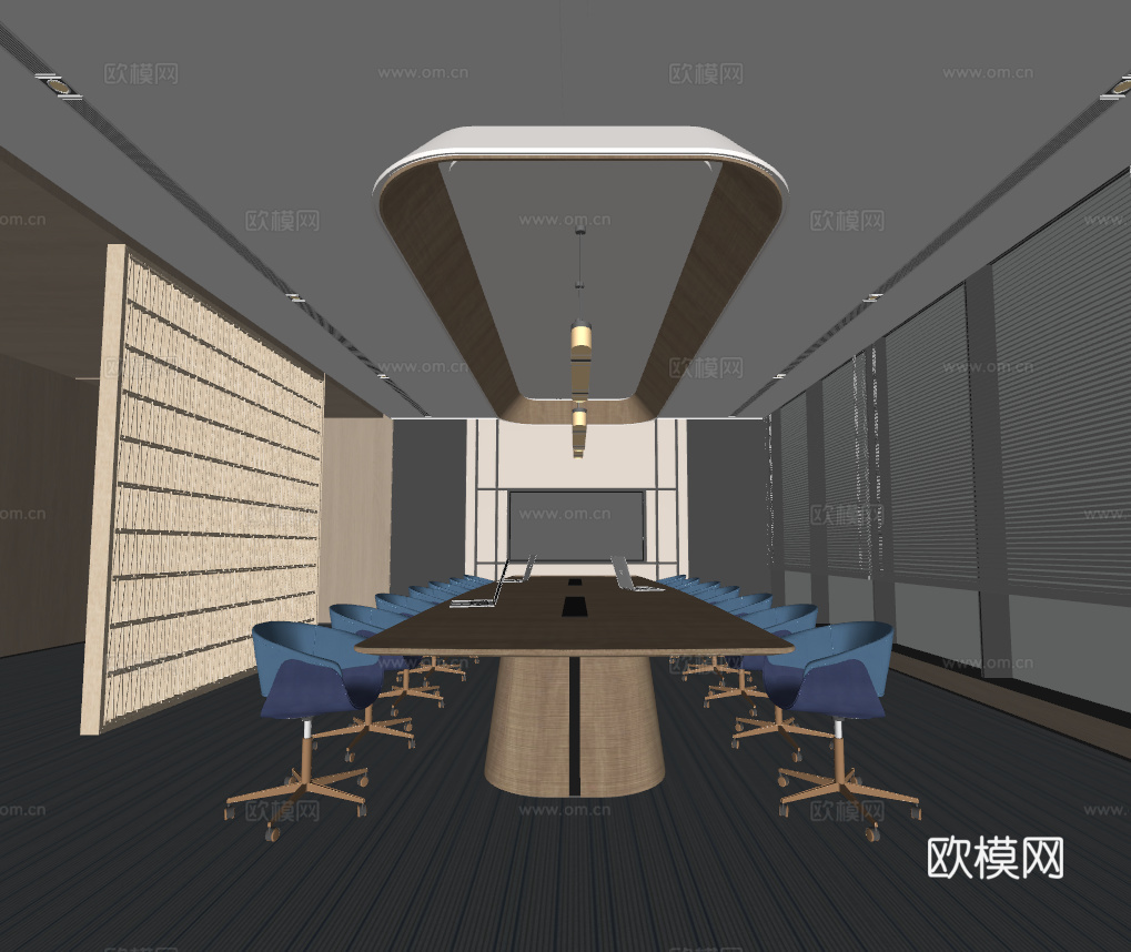 现代会议室 行政会议室 办公会议室su模型