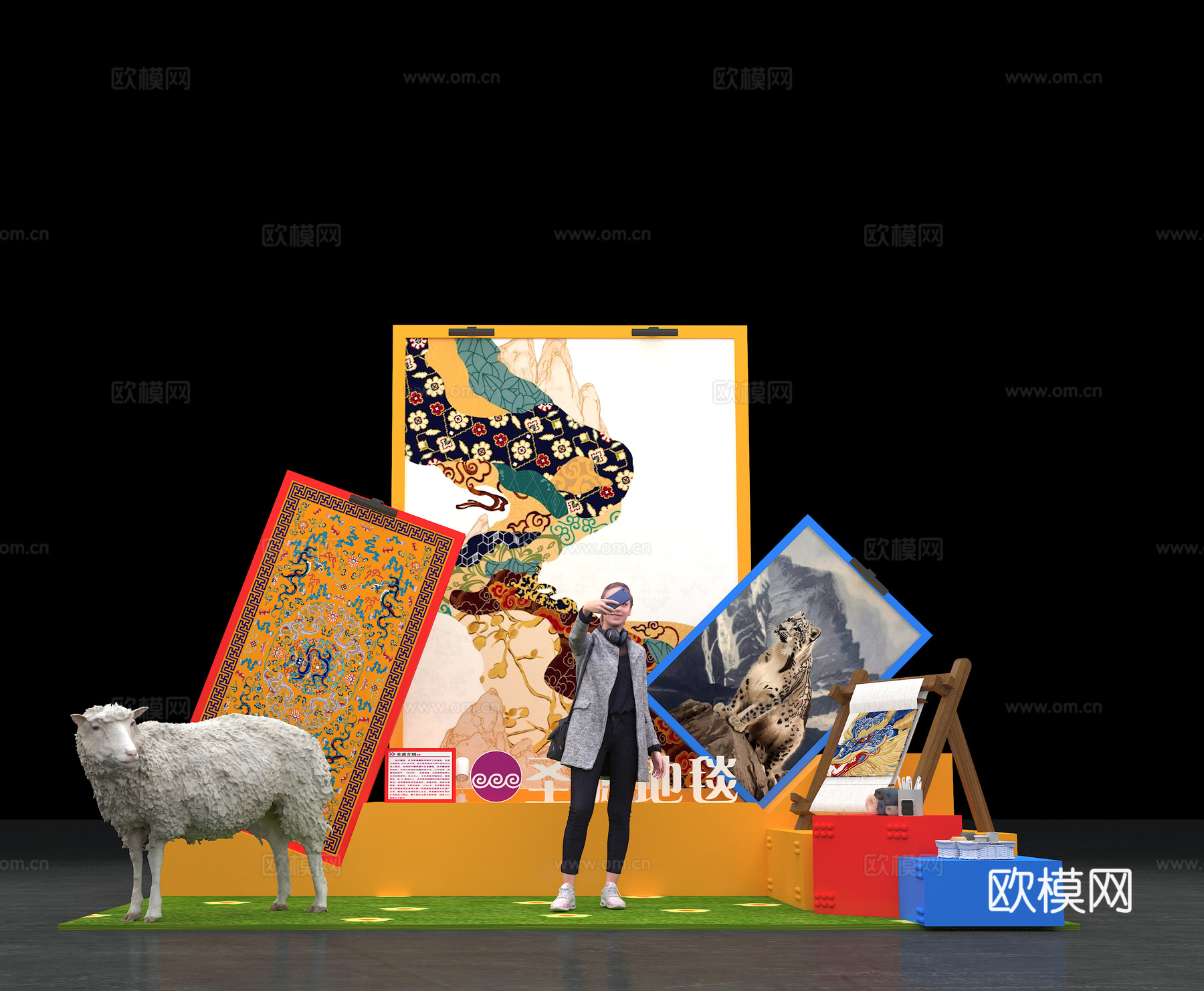 打卡 产品展示  展示牌 海报3d模型