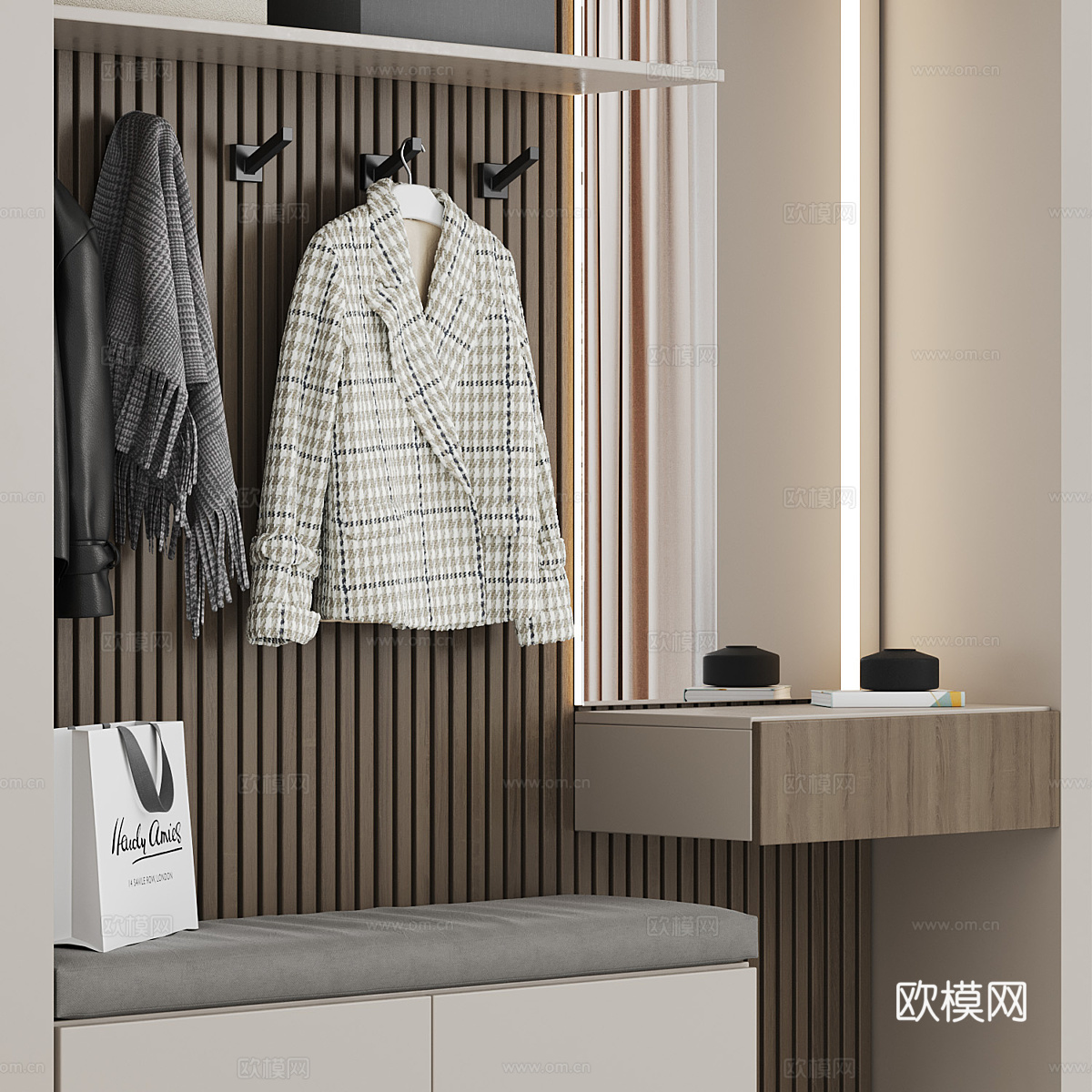 现代意式极简鞋柜3d模型