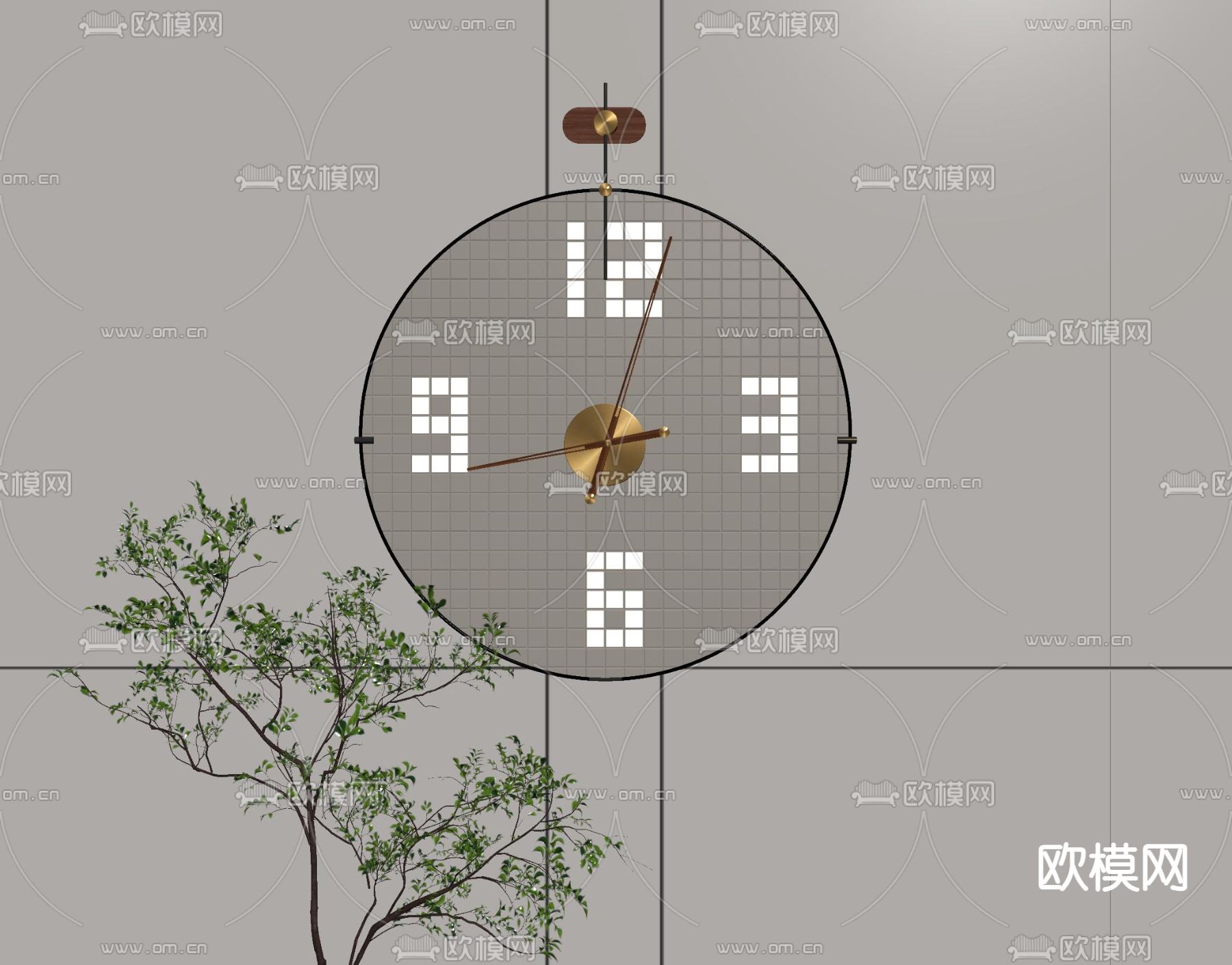 墙饰 挂钟su模型下载（渲染图2）