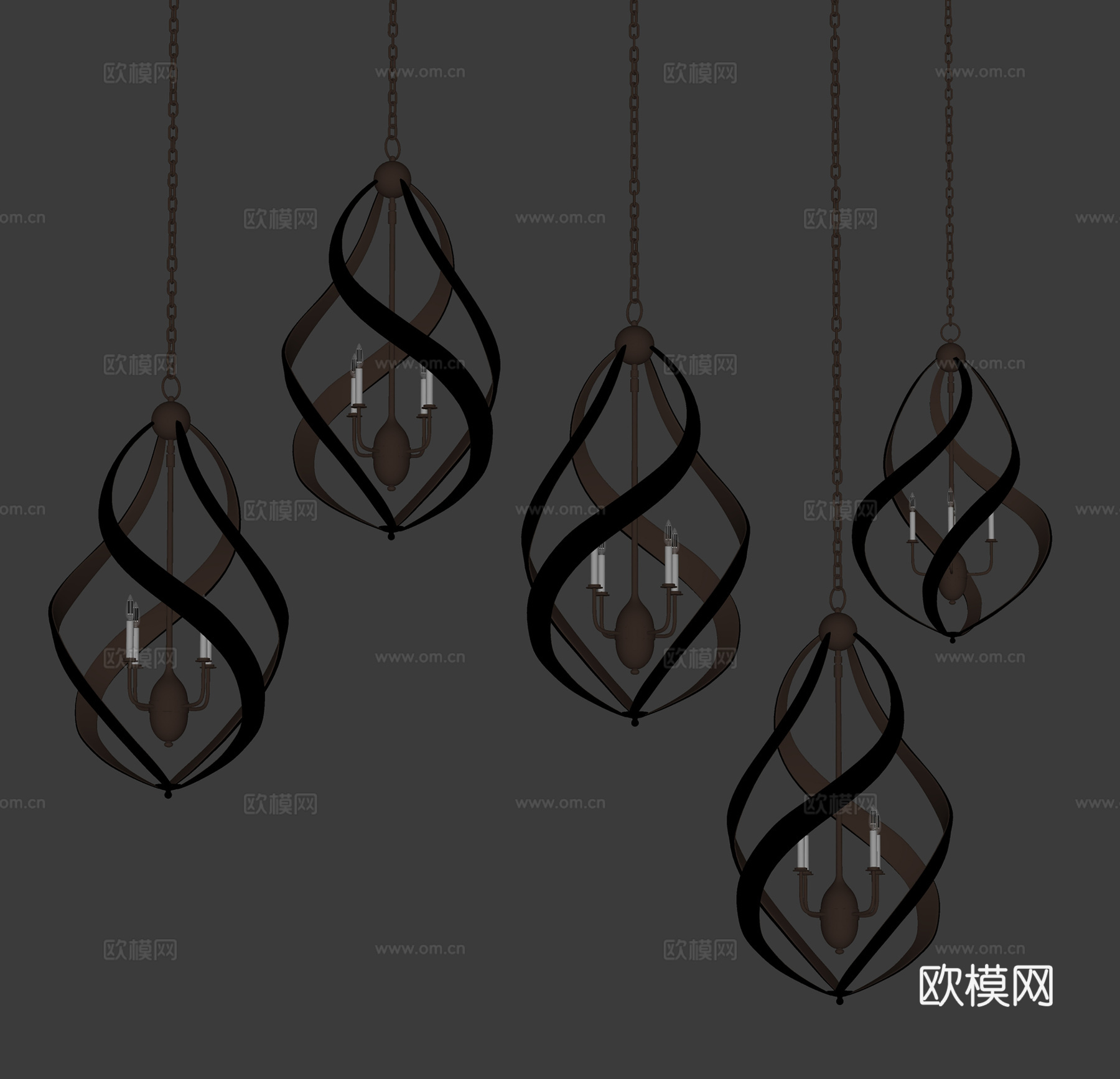 轻奢风吊灯  异形吊灯 小吊灯组合  餐厅吊灯su模型