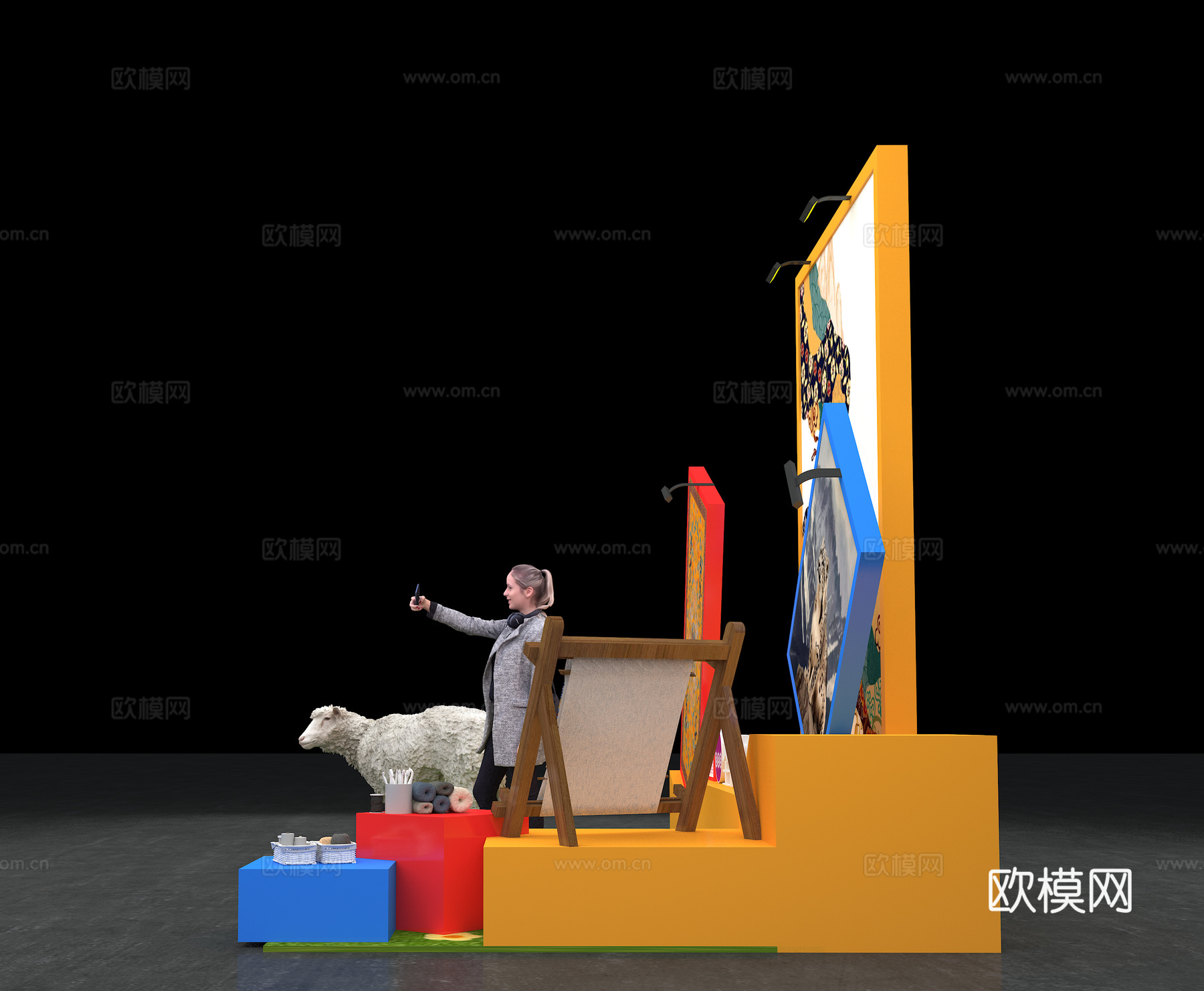 打卡 产品展示  展示牌 海报3d模型