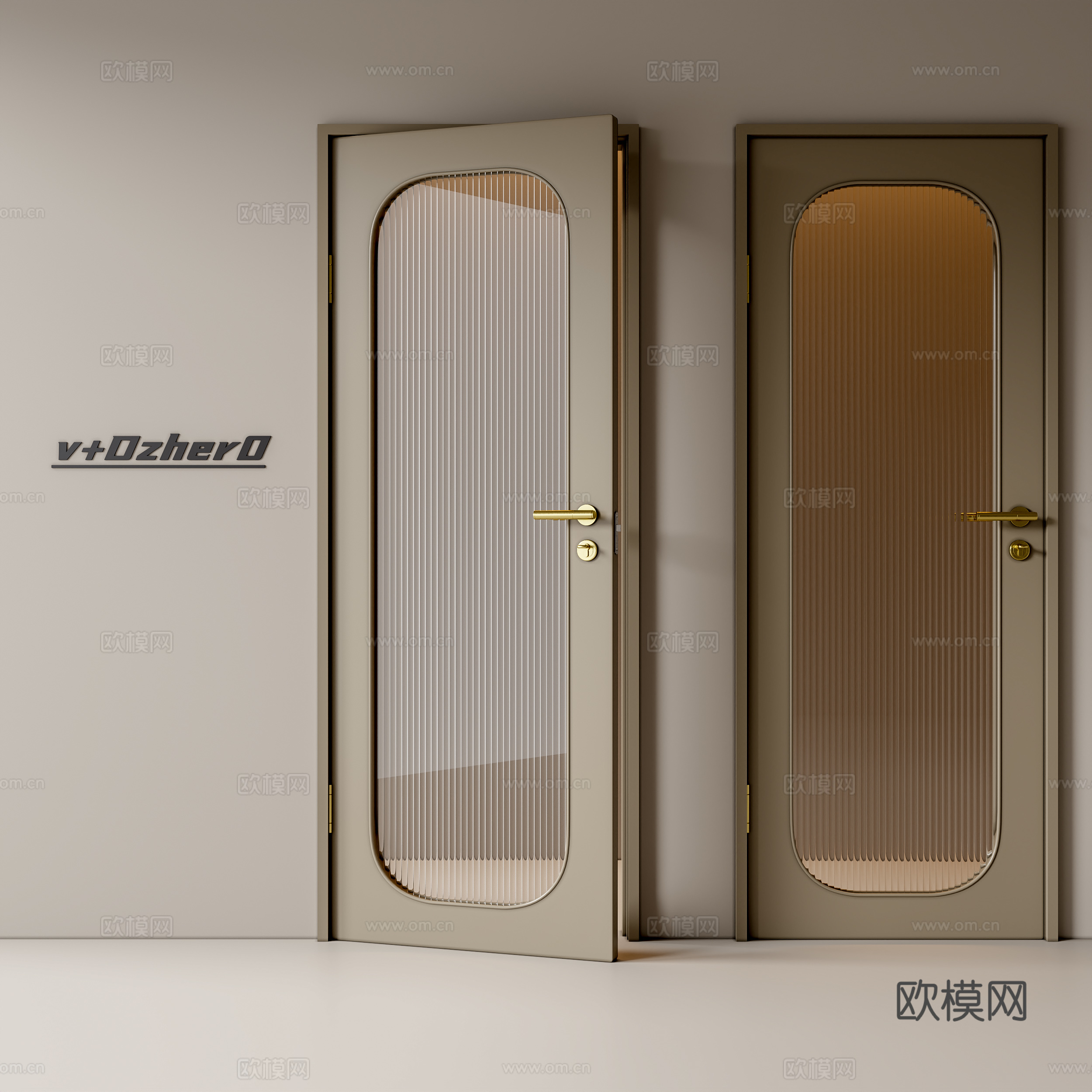 现代玻璃门su模型