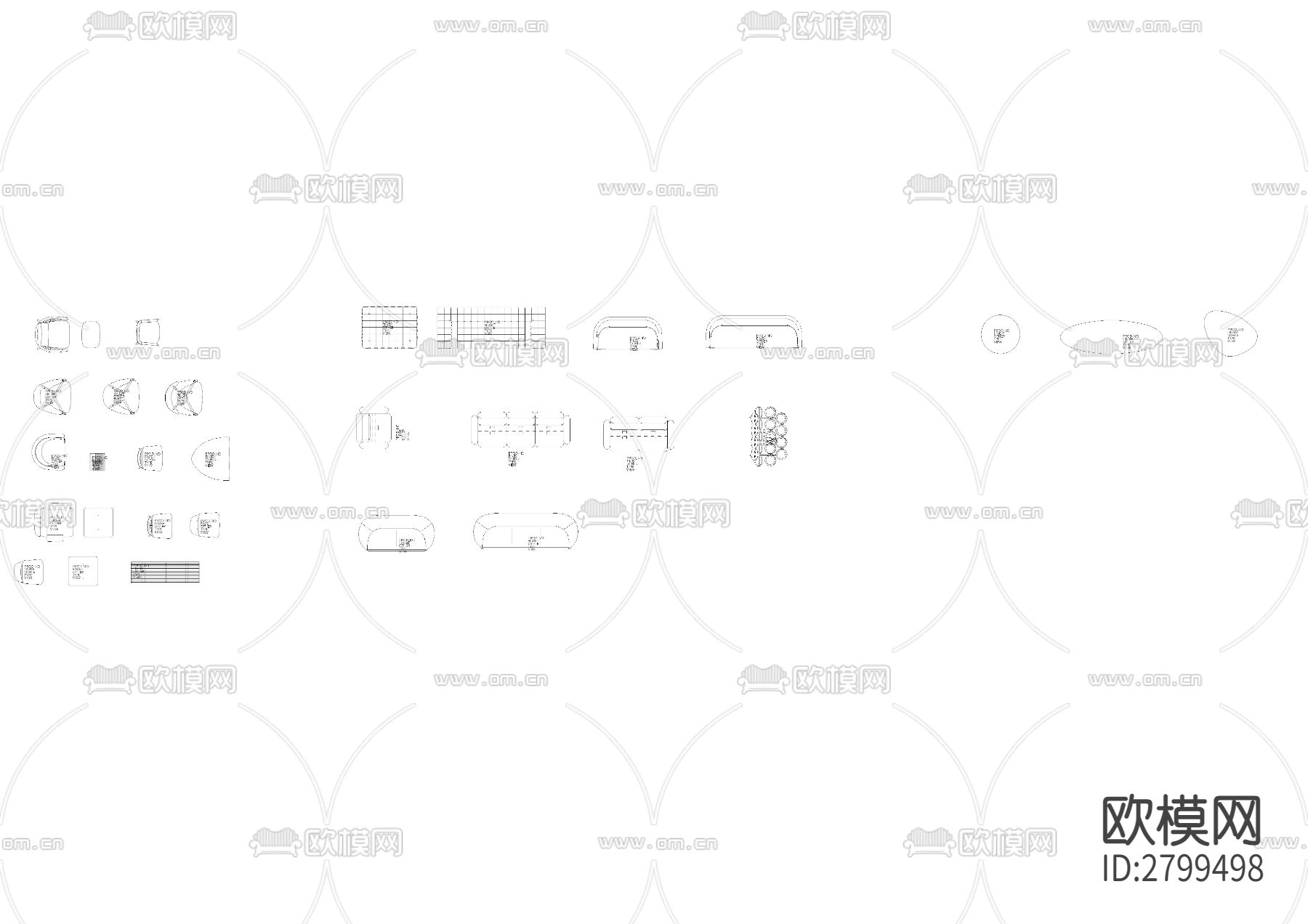 美国Herman Miller 平面组合cad图库下载（渲染图2）