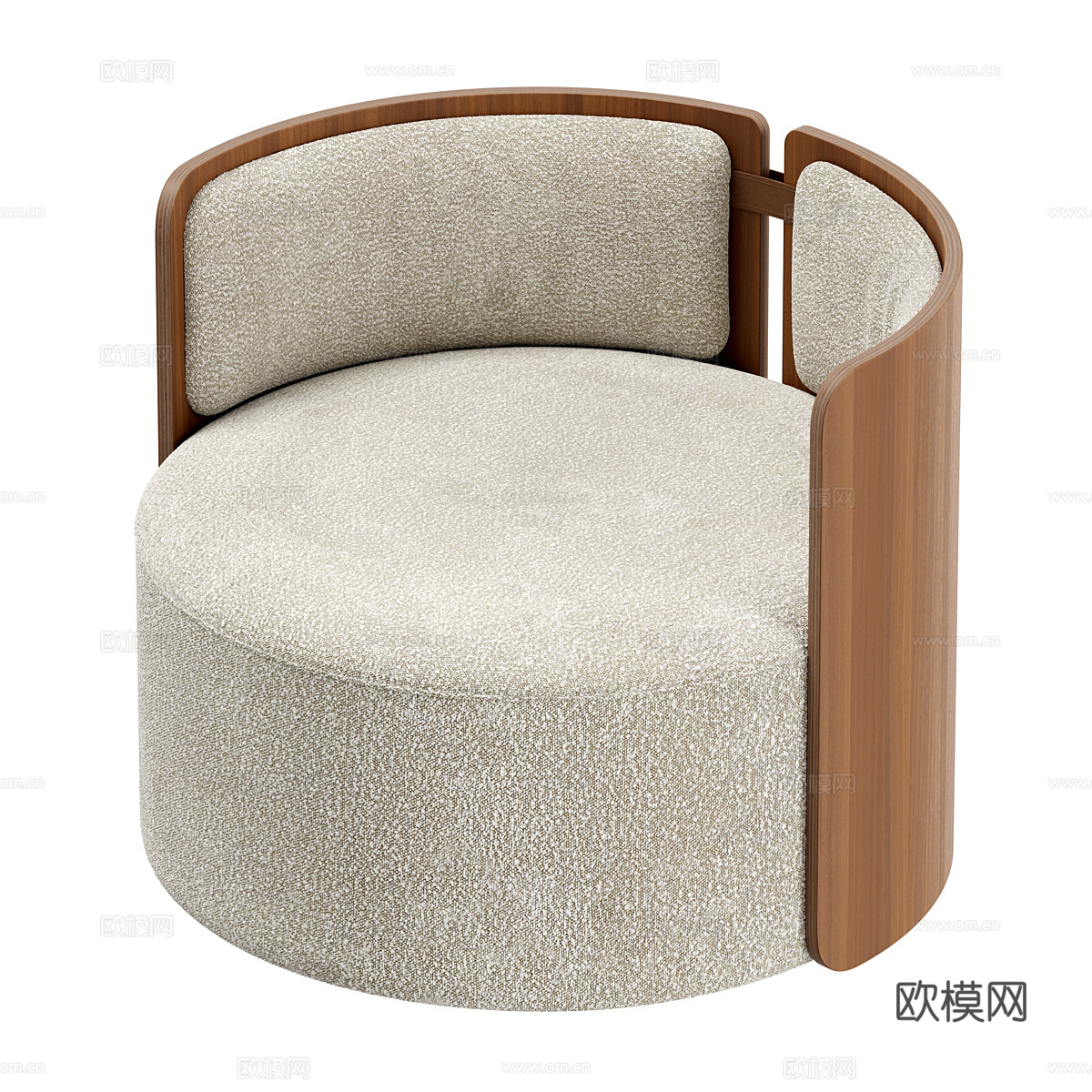 新中式圆形扶手椅3d模型