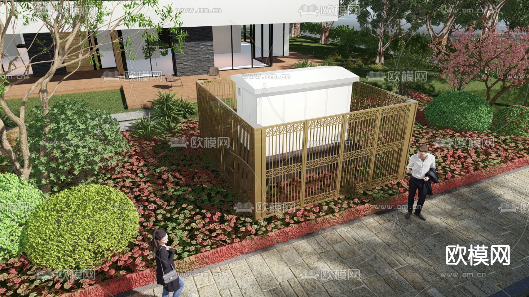 现代户外电箱su模型下载（渲染图3）