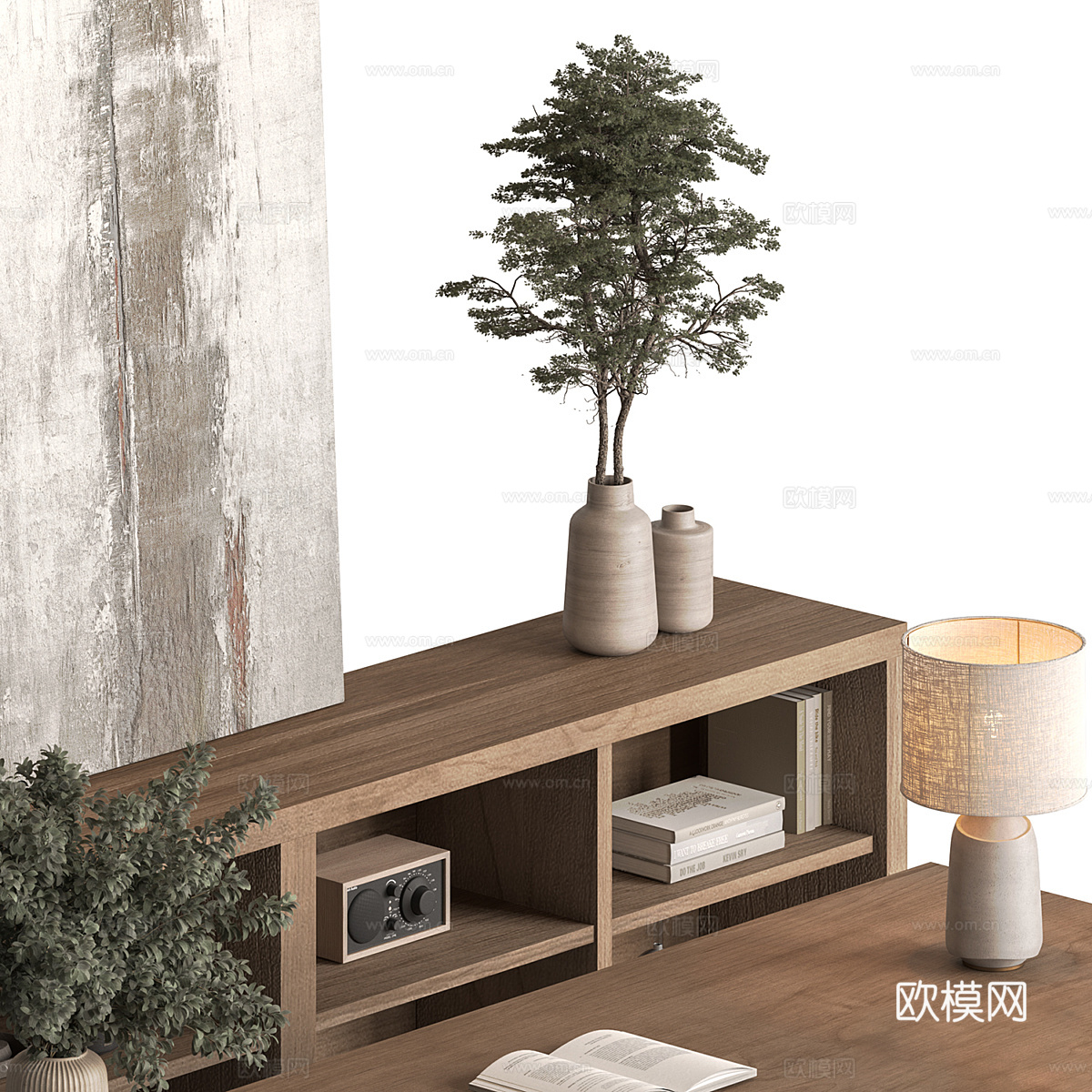 新中式书桌椅组合3d模型