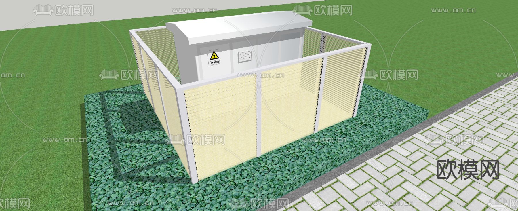 现代户外电箱su模型下载（渲染图2）