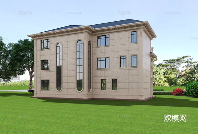 别墅外立面 自建房外立面 门头3d模型