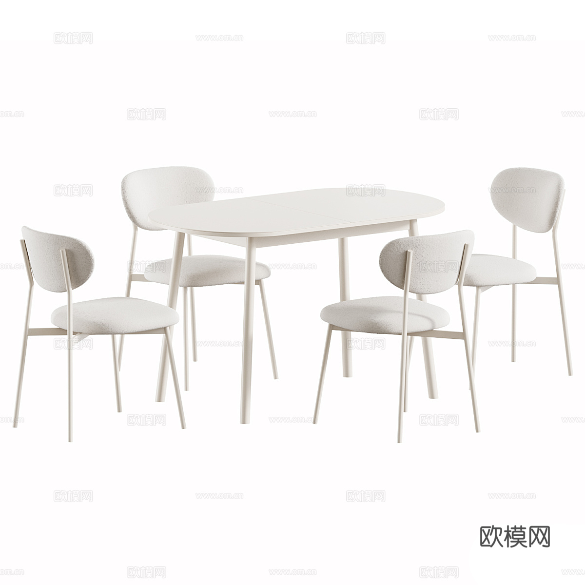 现代极简餐桌椅组合3d模型