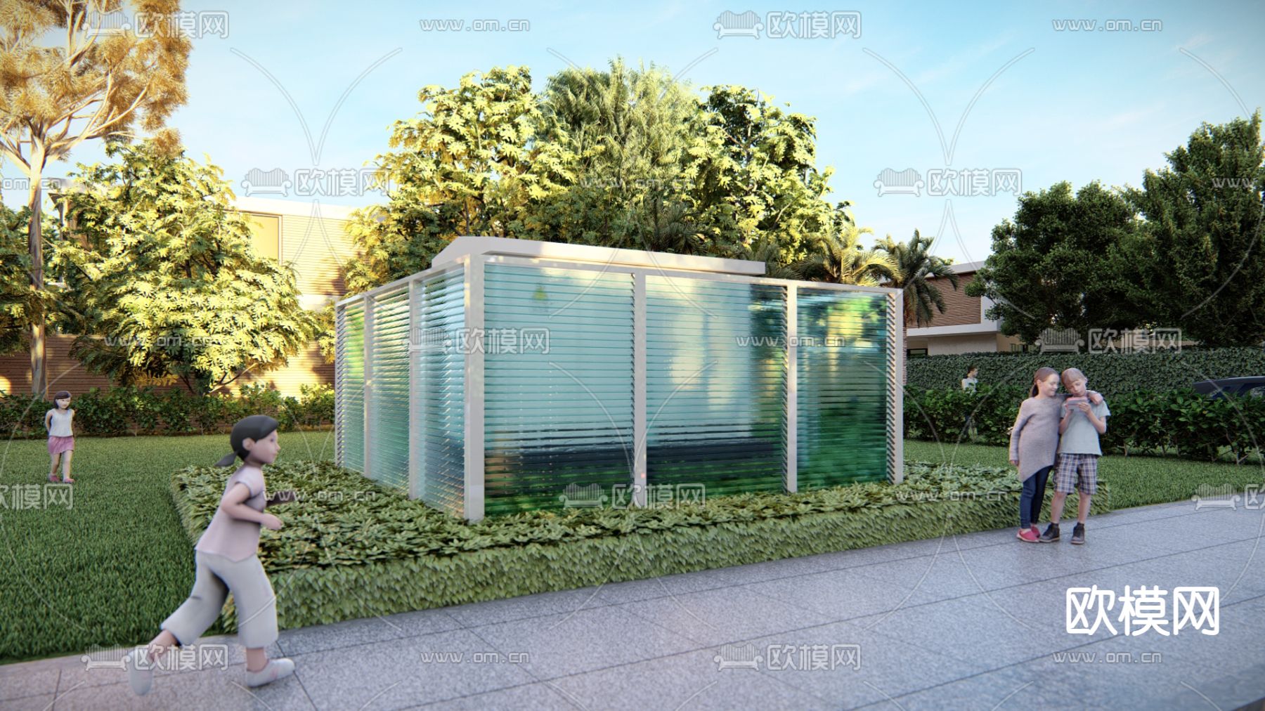 现代户外电箱su模型下载（渲染图1）