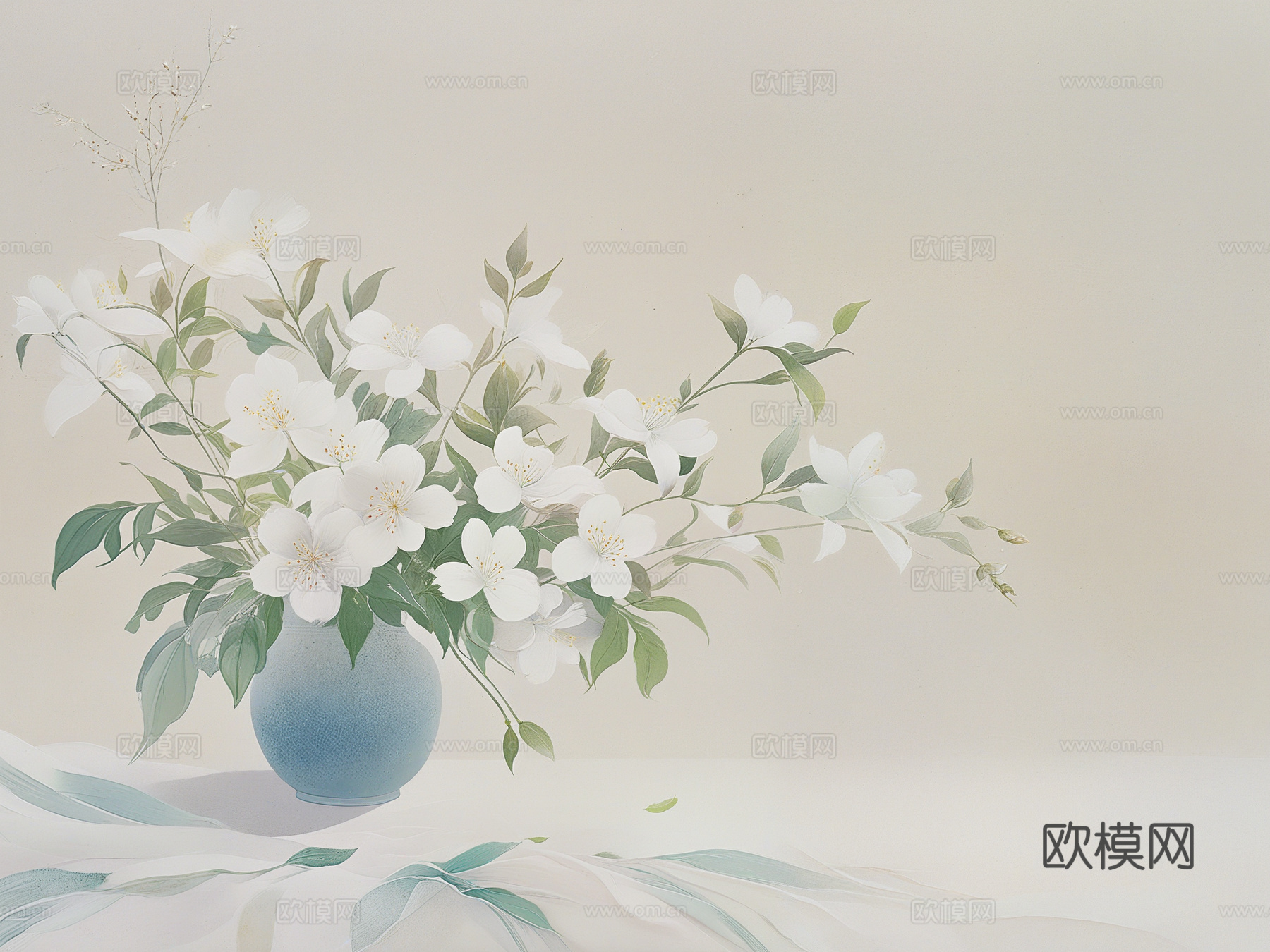 新中式荷花壁画