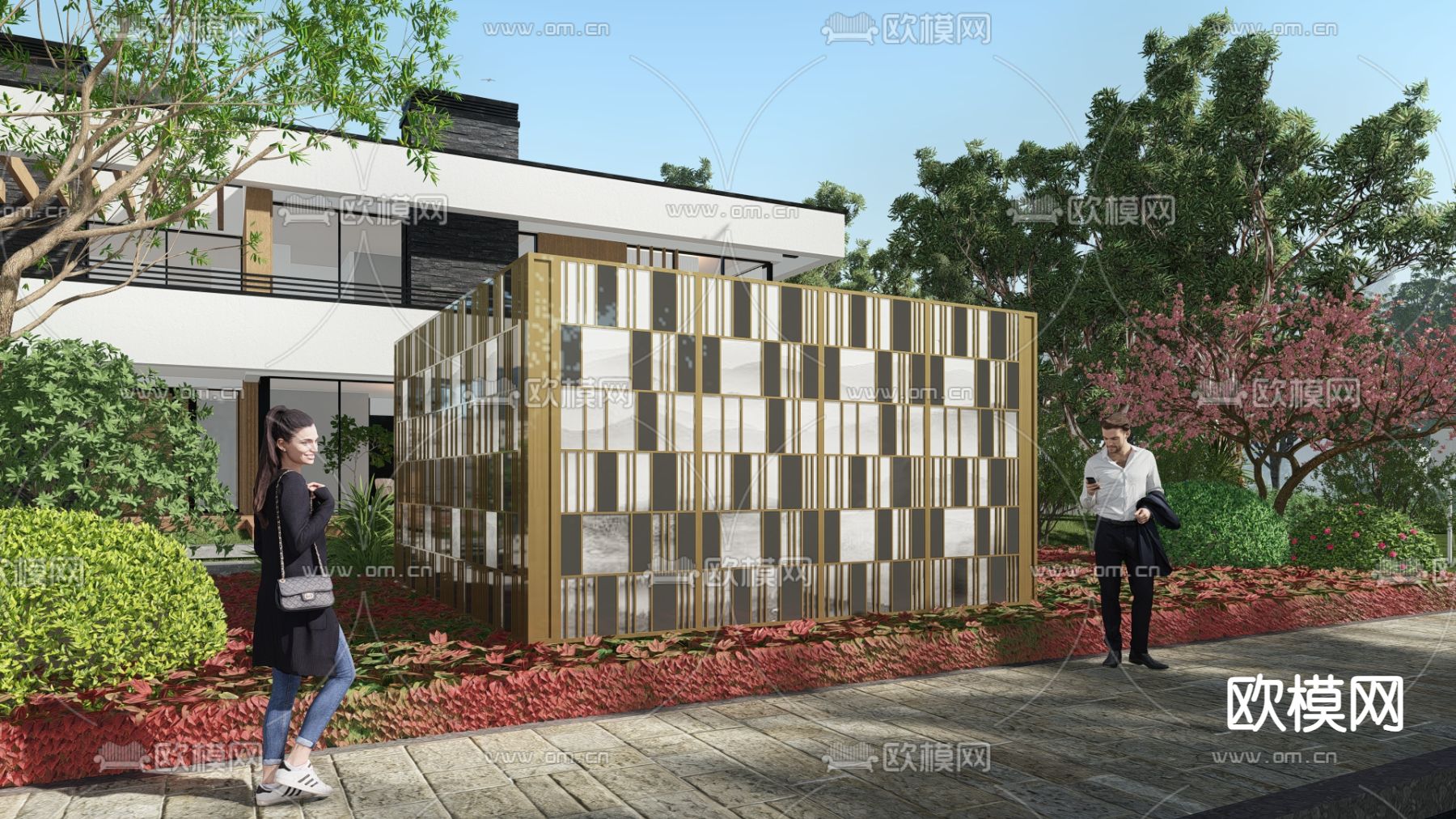 现代户外电箱su模型下载（渲染图1）