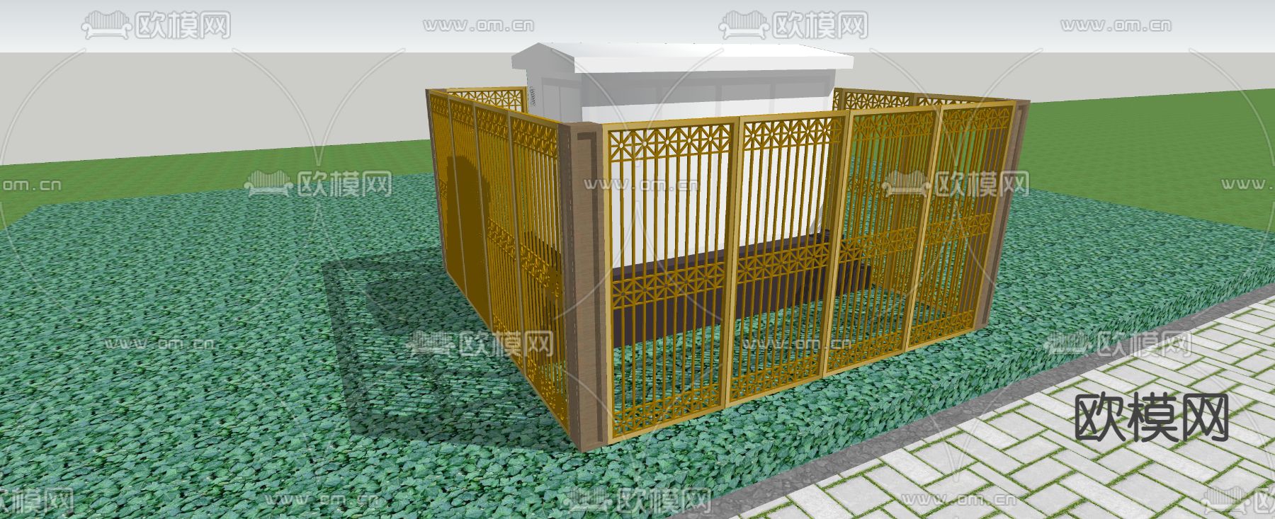 现代户外电箱su模型下载（渲染图2）