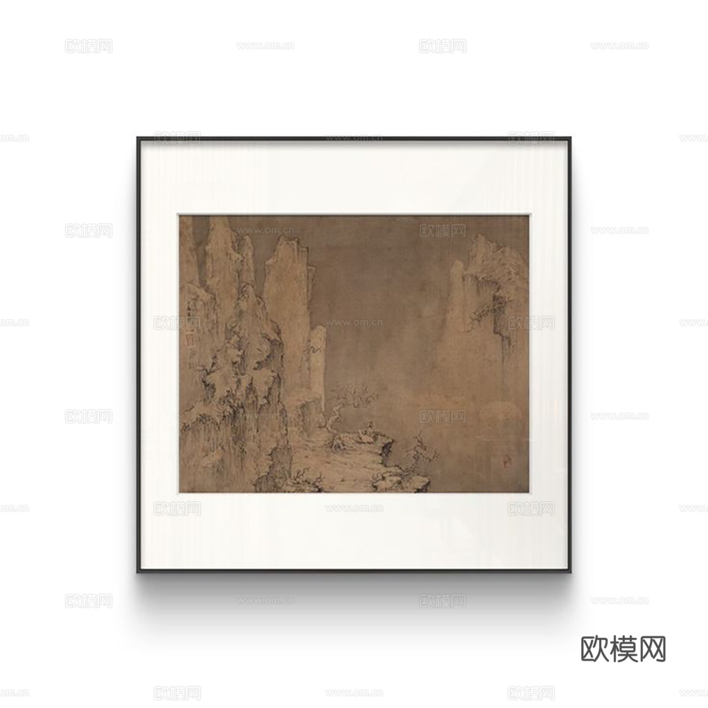 现代新中式挂画_艺术挂画_抽象挂画贴图