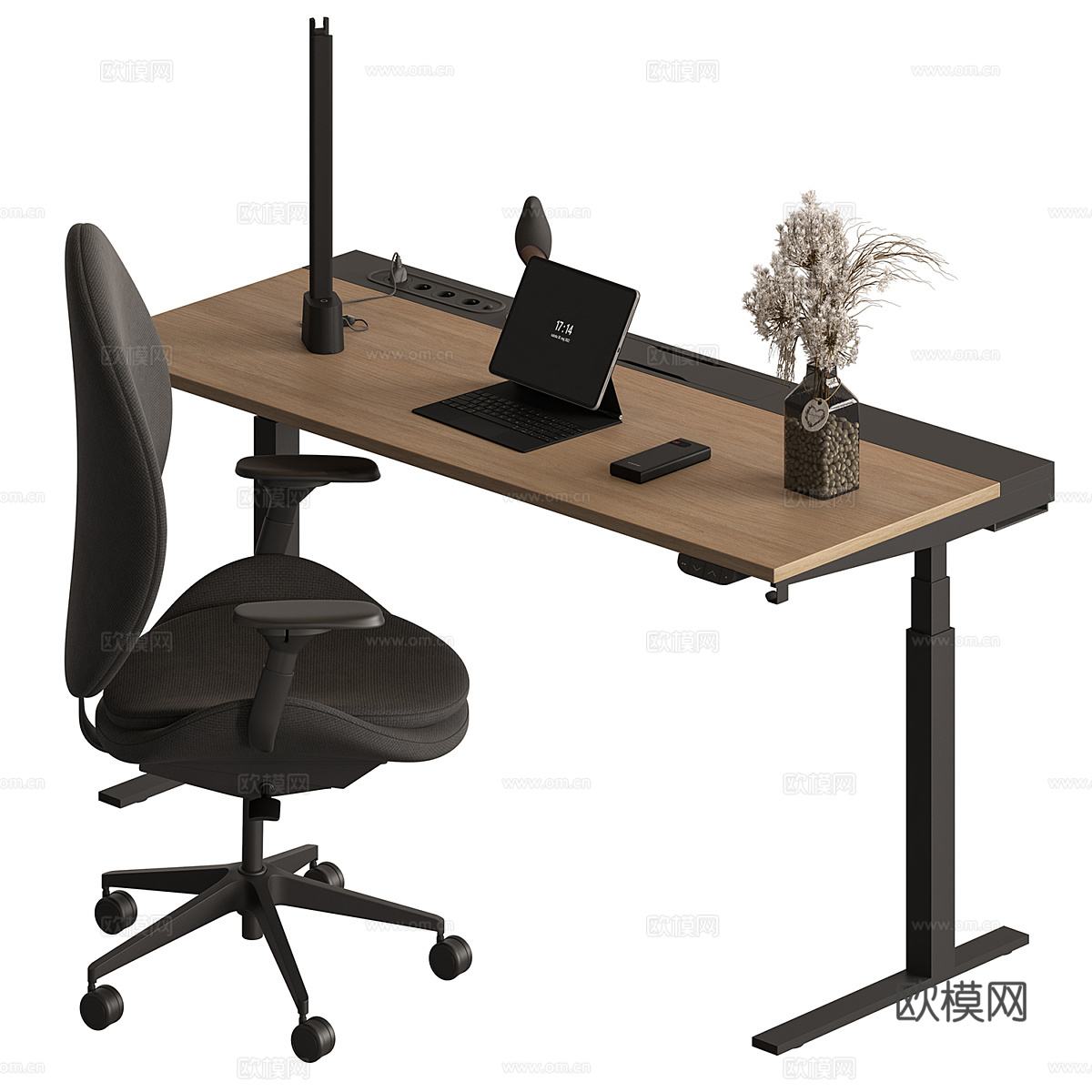 现代意式极简书桌椅 办公桌椅3d模型