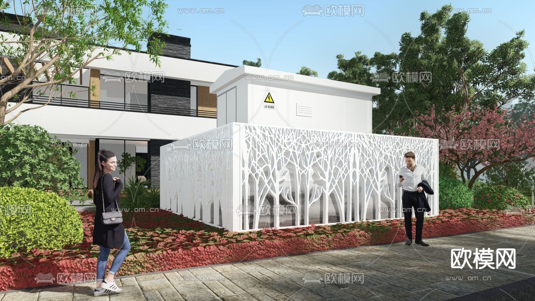 现代户外电箱su模型下载（渲染图1）