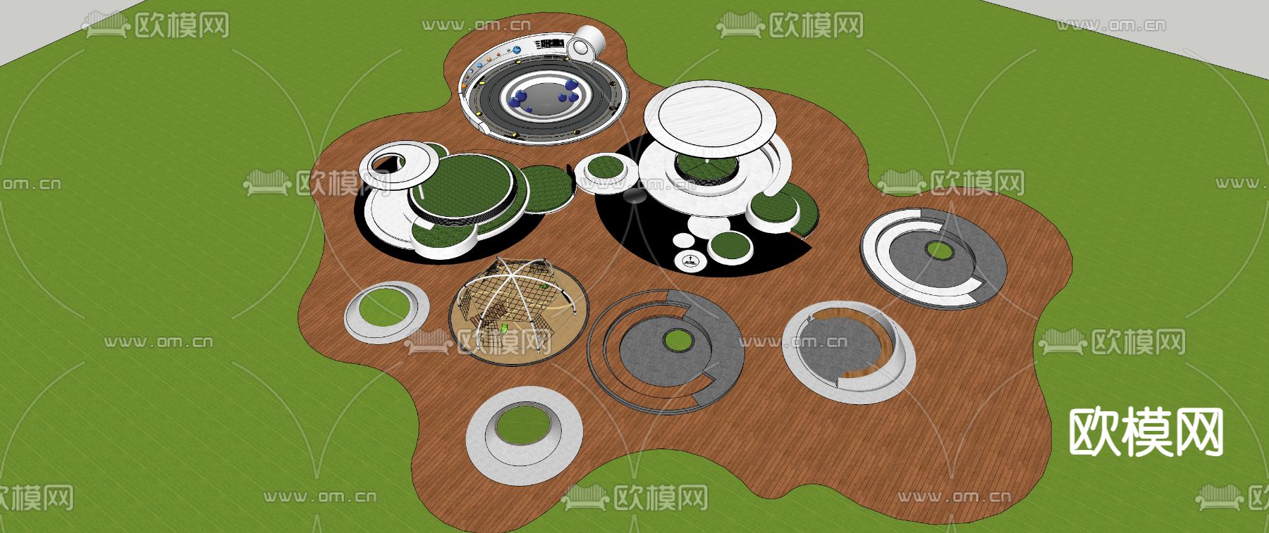 户外景观座椅 树池su模型下载（渲染图1）