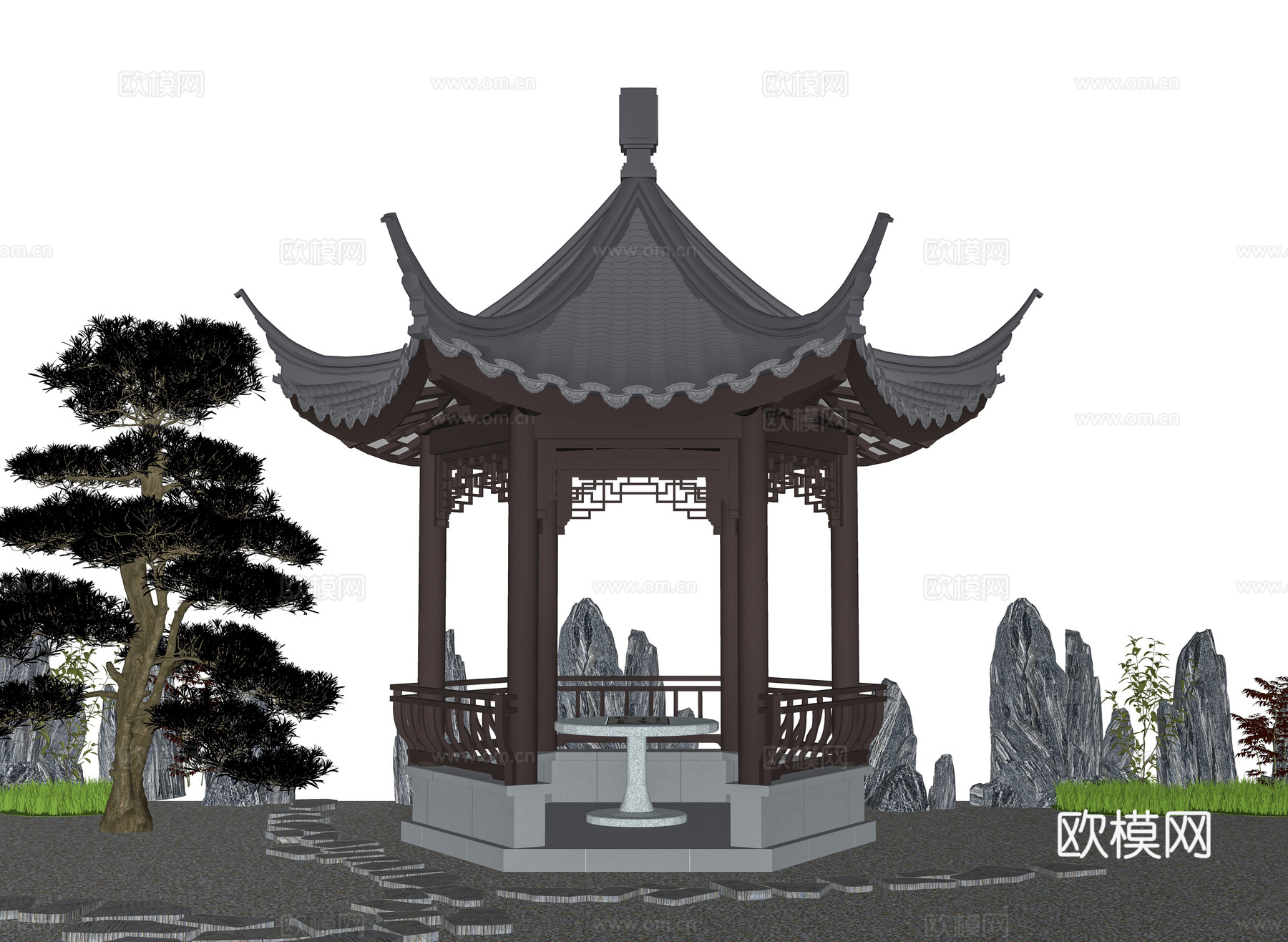 亭子 六角亭 凉亭su模型