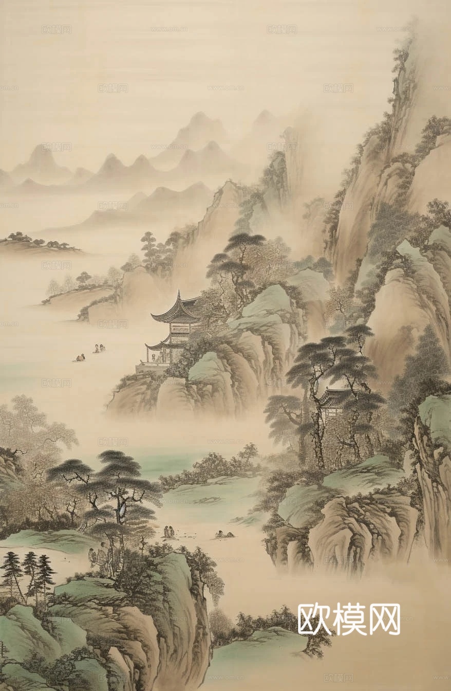 中式新中式挂画_中式山水挂画_山水挂画贴图