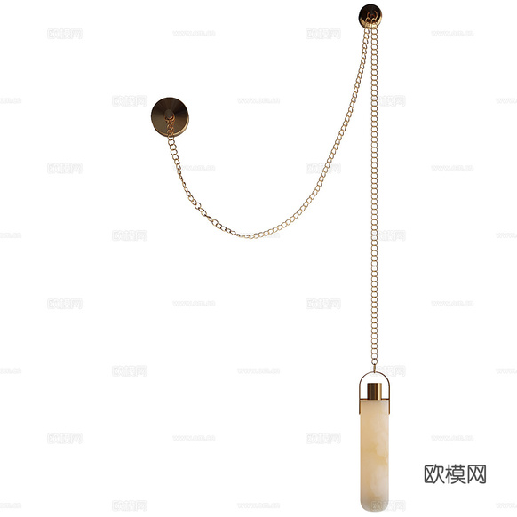 現(xiàn)代輕奢金屬鏈透光石裝飾吊燈3d模型下載(渲染圖5)