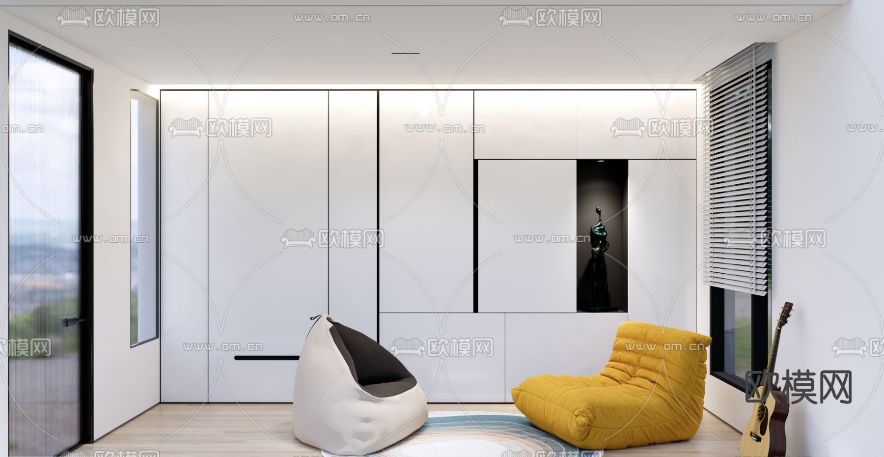现代家居休闲室 音乐房su模型下载（渲染图1）