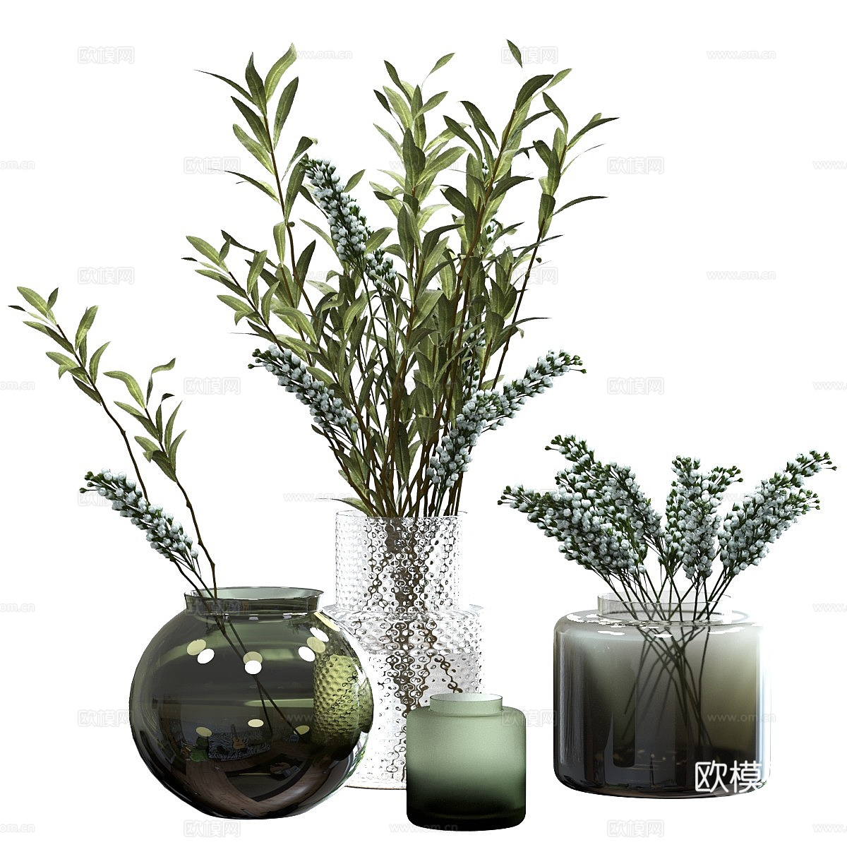 现代极简花瓶花艺3d模型